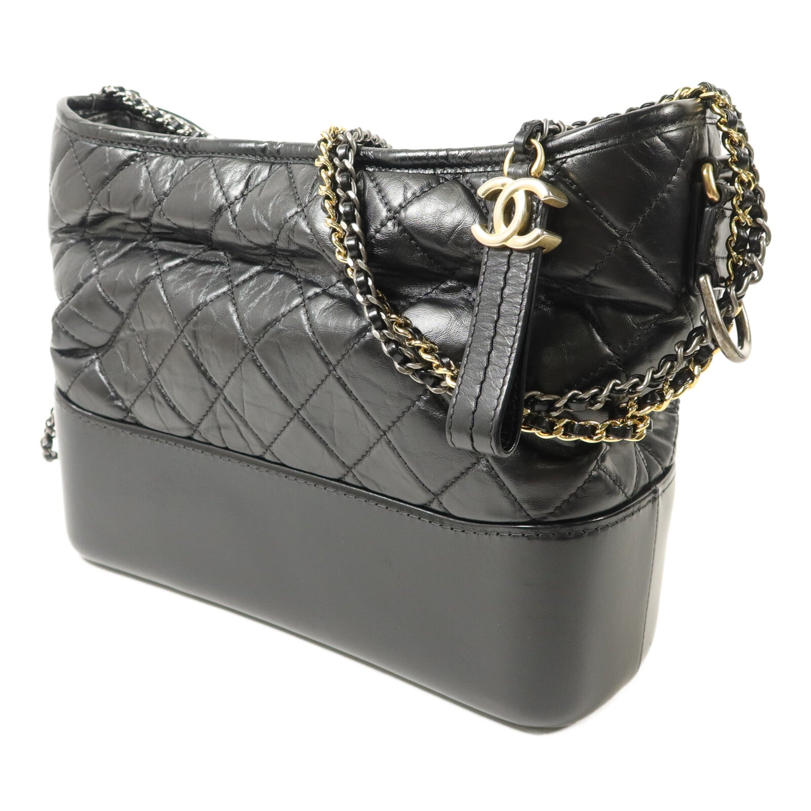 CHANEL 牛皮皮革Gabrielle Medium鏈帶手挽肩背兩用袋