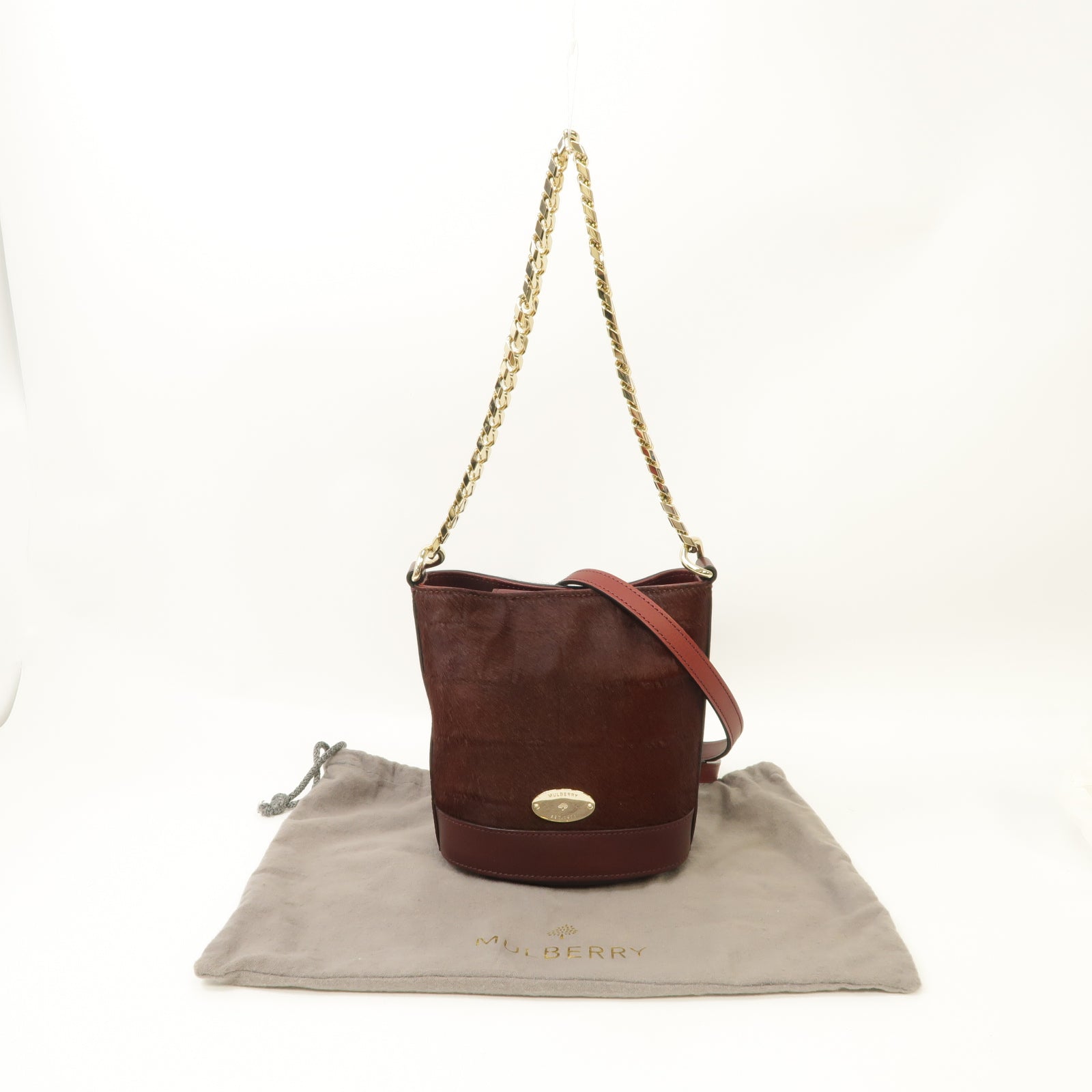 MULBERRY 【激減優惠】牛皮皮革2way Shoulder Bag金扣手挽肩背兩用袋酒紅色