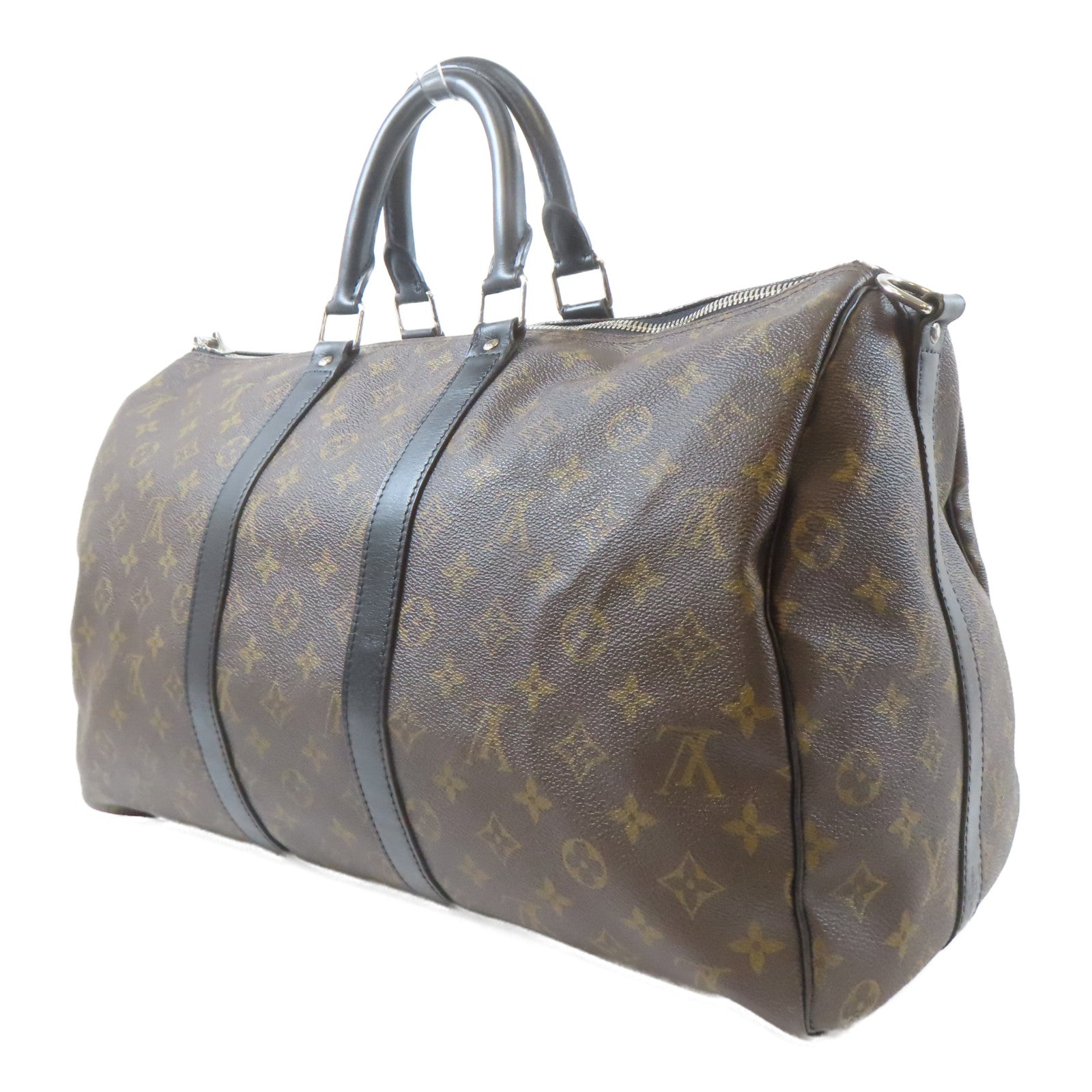 LOUIS VUITTON Monogram Macassar Keepall Bandoulière 45銀扣手挽肩背兩用袋啡色