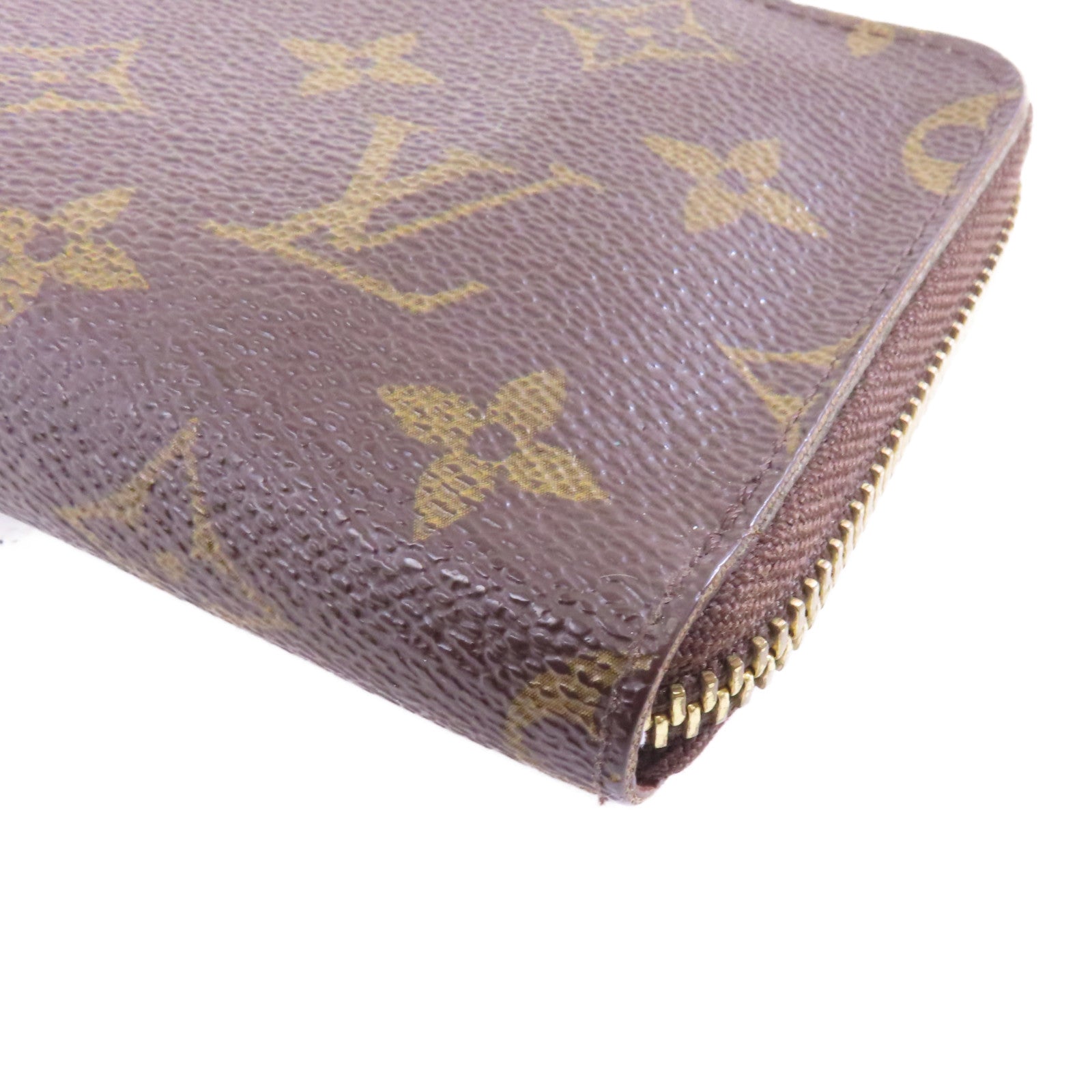 LOUIS VUITTON Monogram Zipper Wallet金扣錢包棕色