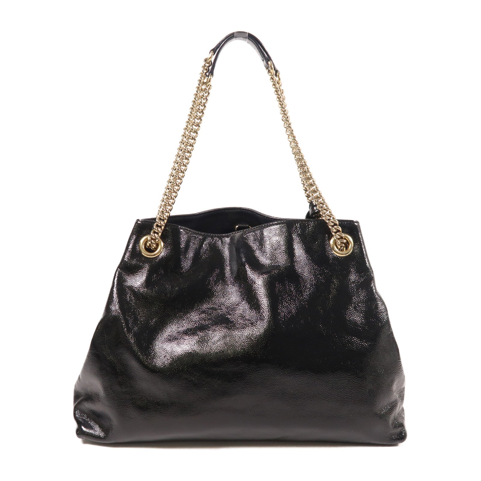 GUCCI 漆皮皮革Chain Shoulder金扣鏈帶肩背袋