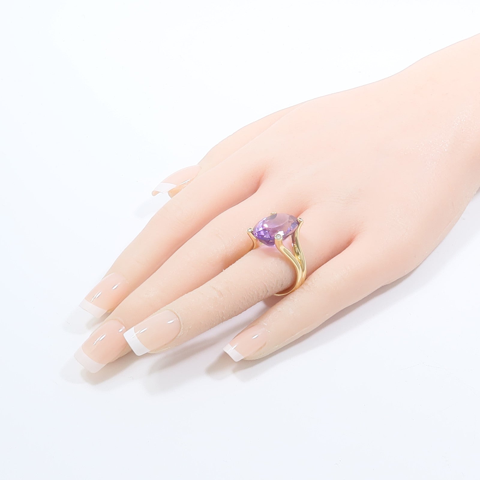 JEWELRY 18K黃金Amethyst Diamond Ring紫水晶/鑽石戒指