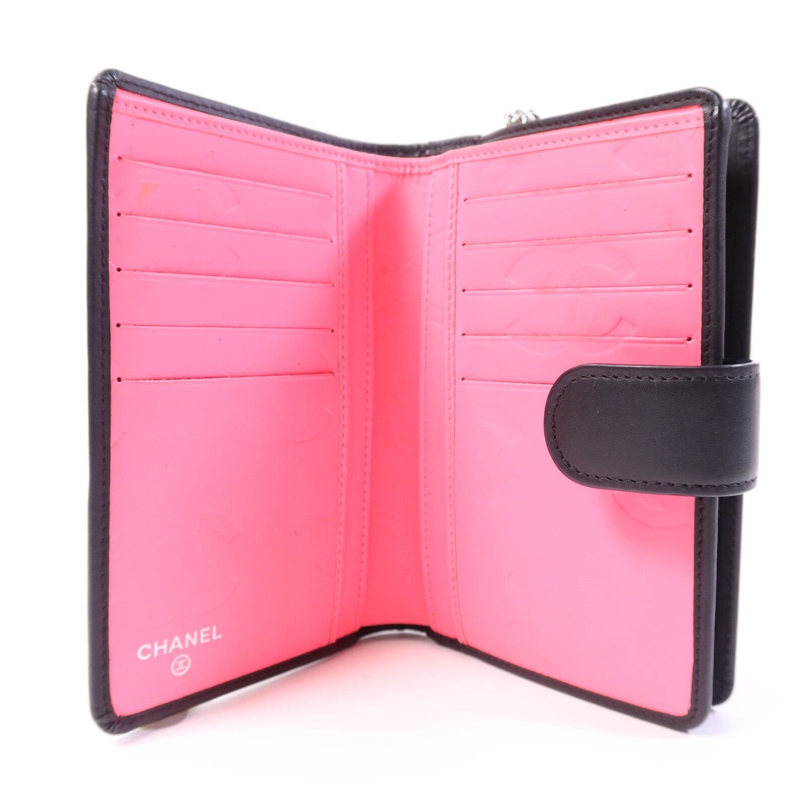 CHANEL 牛皮皮革Cambon Wallet銀扣錢包