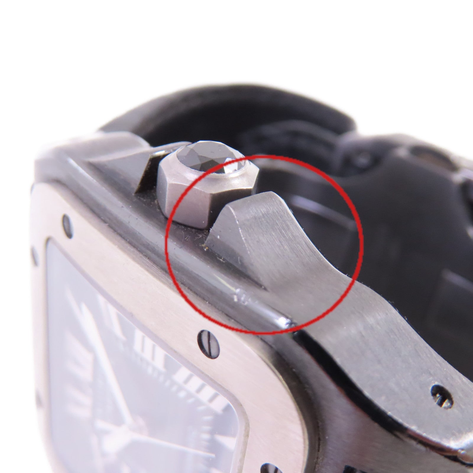 CARTIER Santos 100 Carbon Watch不鏽鋼/鈦金自動機芯手錶黑色