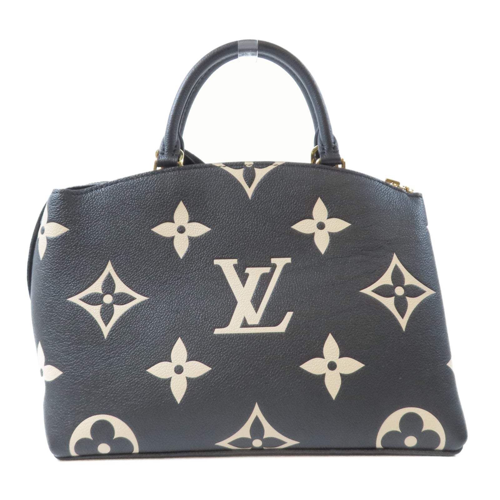LOUIS VUITTON Monogram Empreinte Petit Palais PM金扣手挽肩背兩用袋黑色/米色
