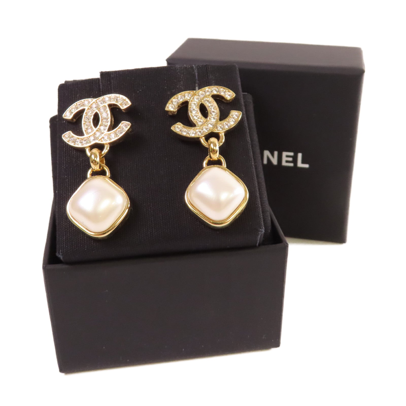 CHANEL 金屬/仿珍珠Chanel Dangling Earrings耳環珍珠色/金色