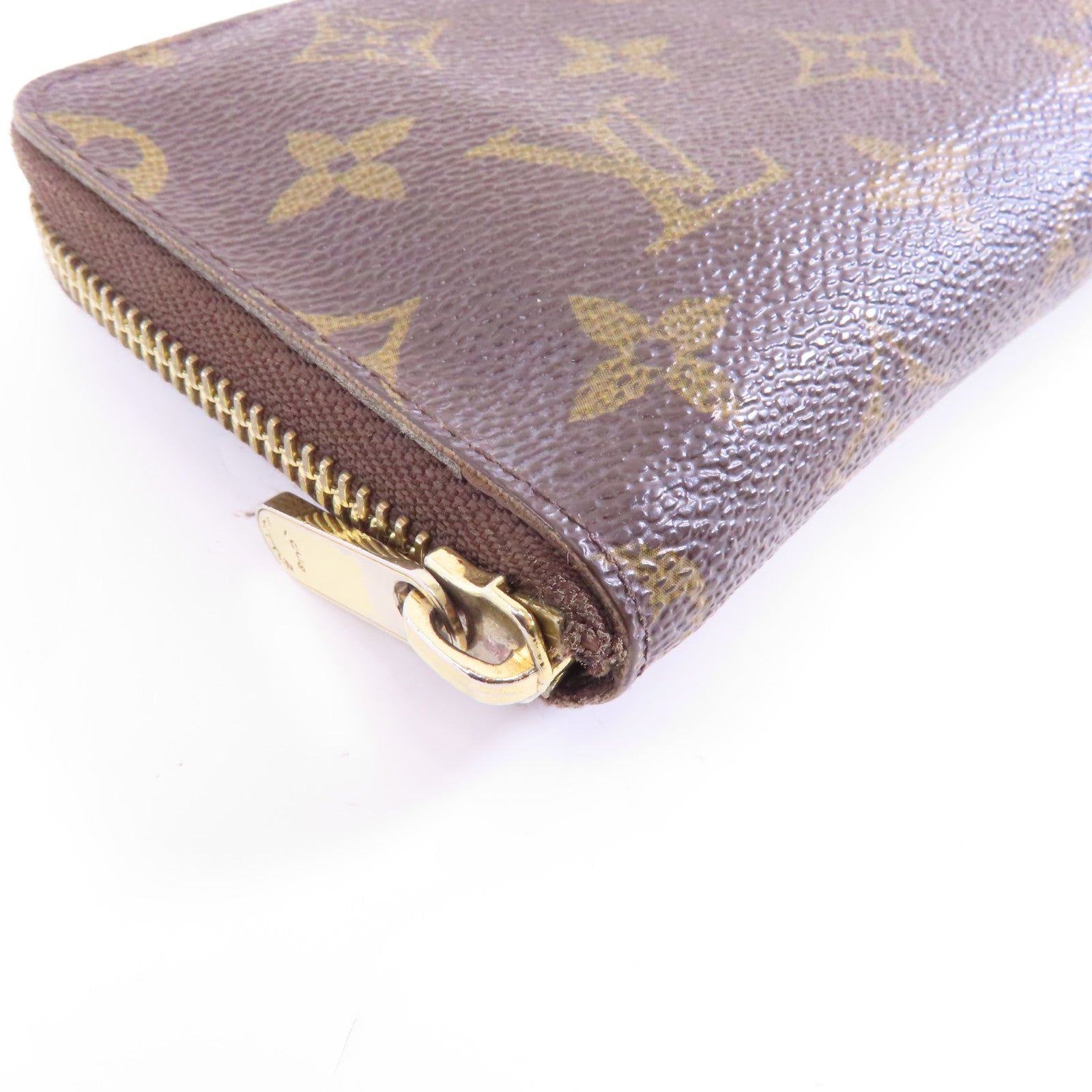 LOUIS VUITTON Monogram Zipper Wallet金扣錢包棕色
