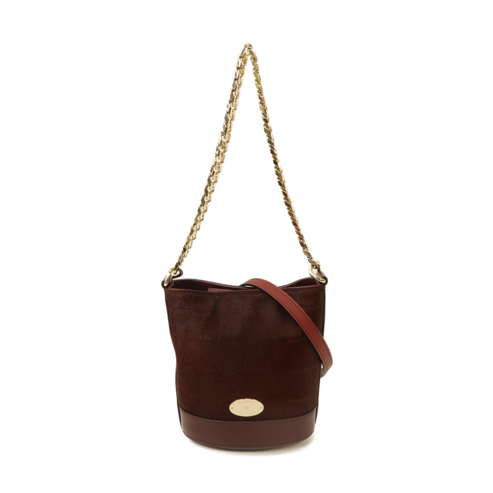 MULBERRY 【激減優惠】牛皮皮革2way Shoulder Bag金扣手挽肩背兩用袋酒紅色