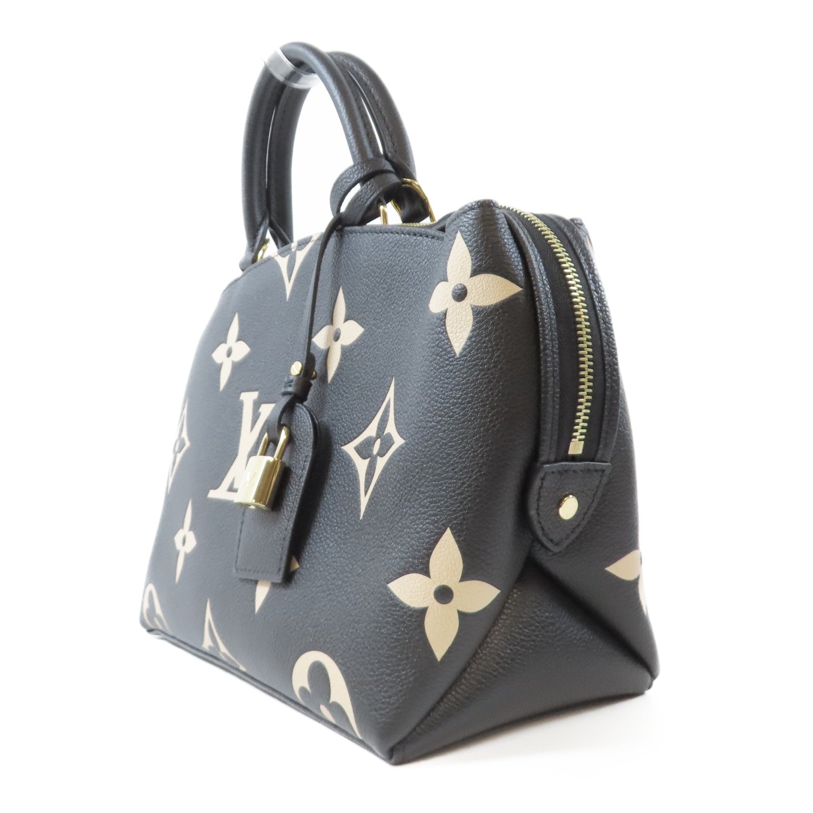LOUIS VUITTON Monogram Empreinte Petit Palais PM金扣手挽肩背兩用袋黑色/米色