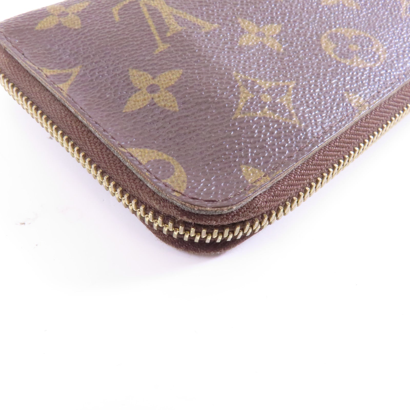 LOUIS VUITTON Monogram Zipper Wallet金扣錢包棕色