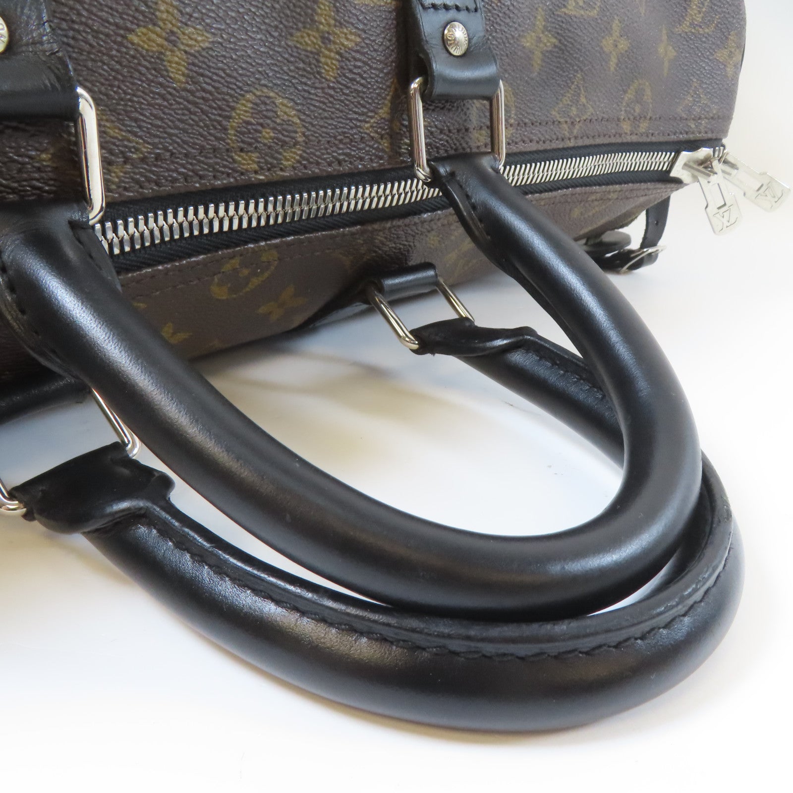 LOUIS VUITTON Monogram Macassar Keepall Bandoulière 45銀扣手挽肩背兩用袋啡色