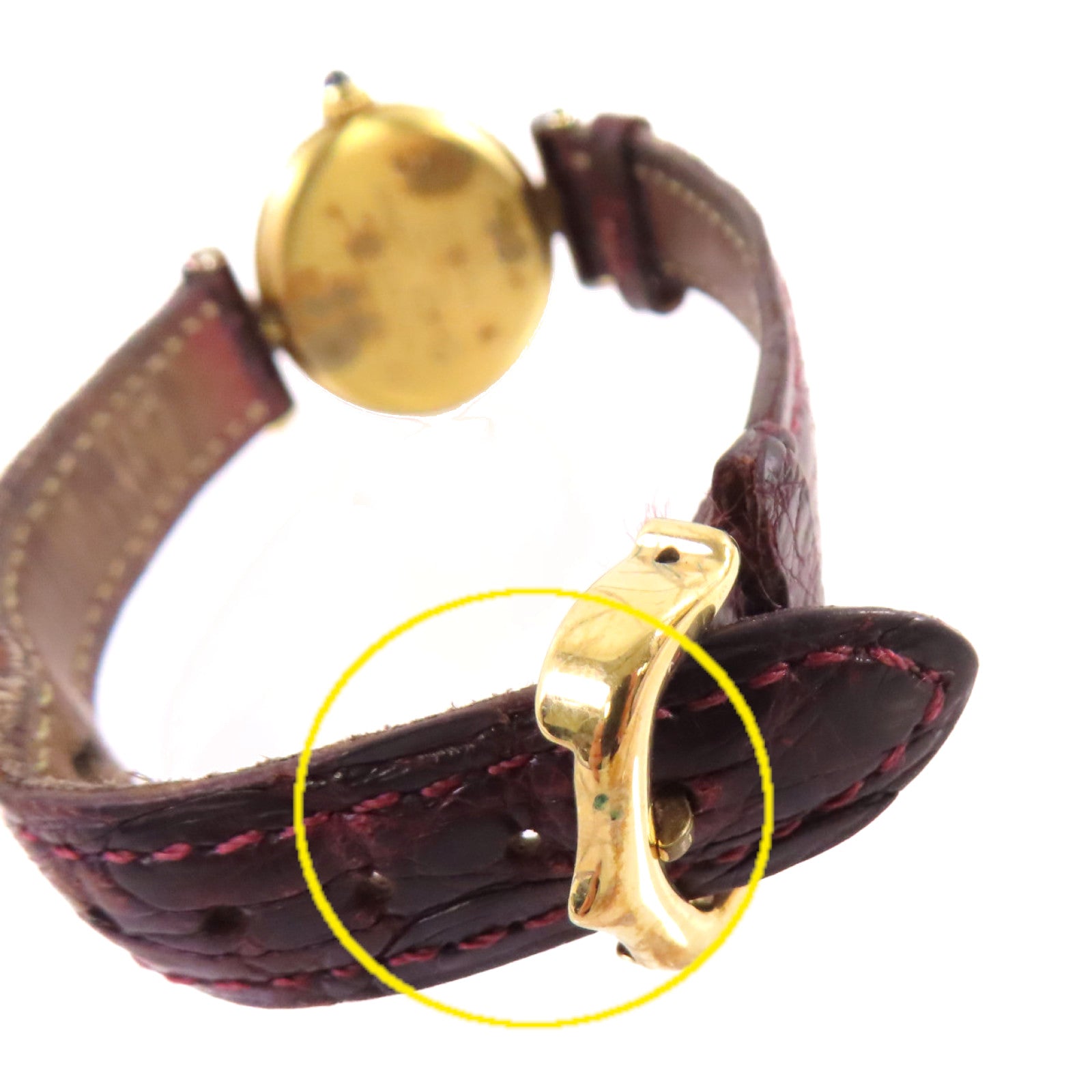CARTIER Must Watch鍍金/皮帶石英機芯手錶白色