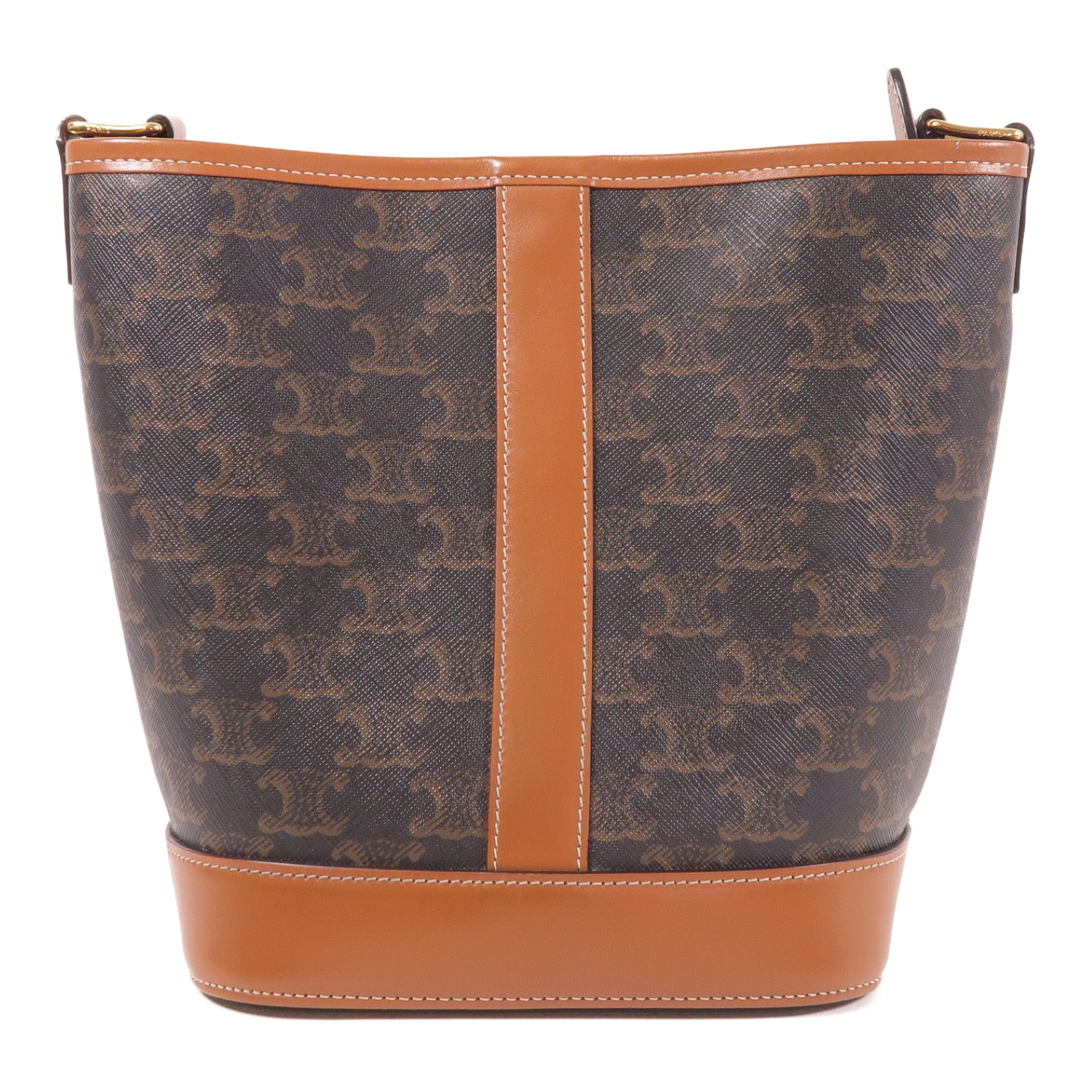 CELINE 塗層帆布Triomphe Bucket金扣肩背袋