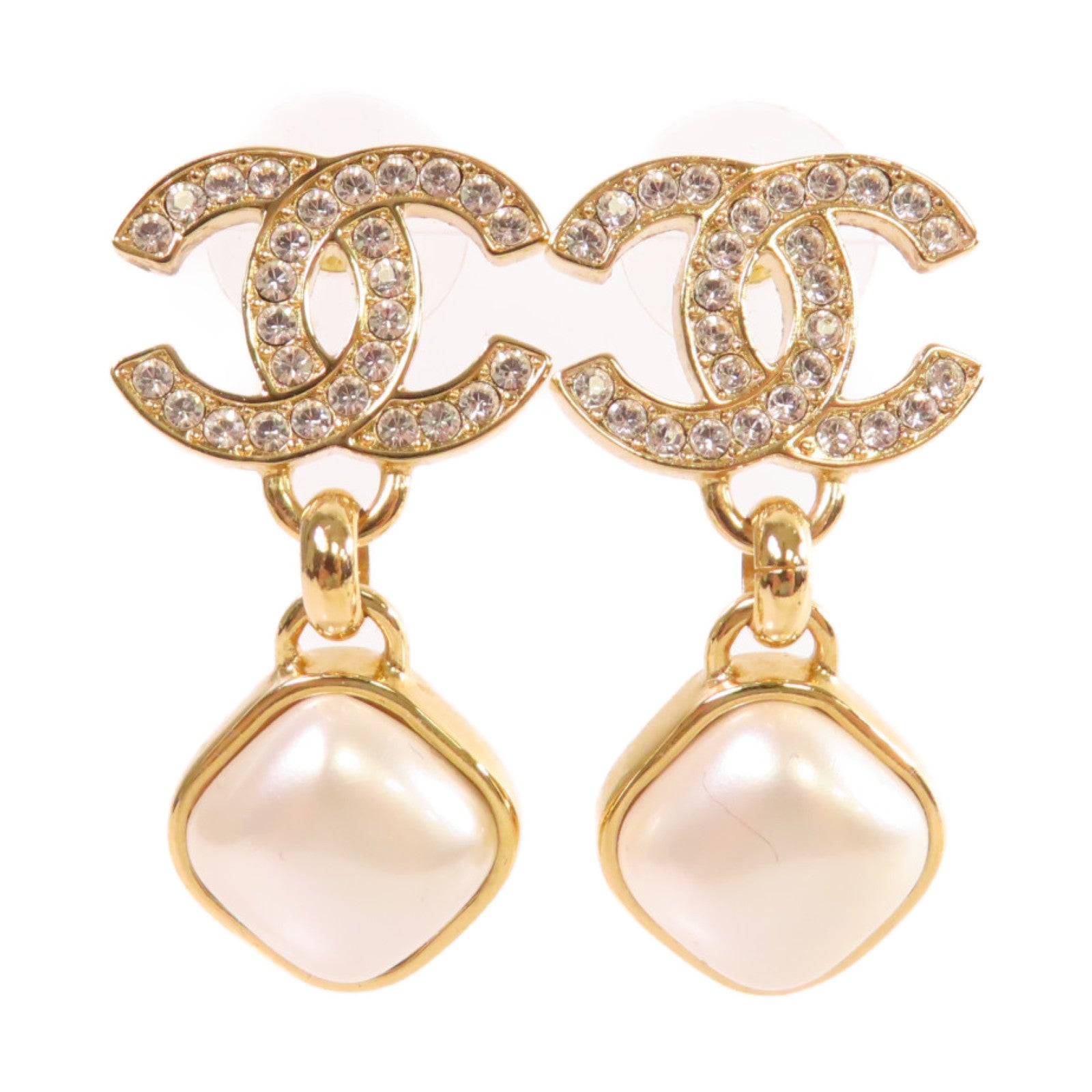 CHANEL 金屬/仿珍珠Chanel Dangling Earrings耳環珍珠色/金色