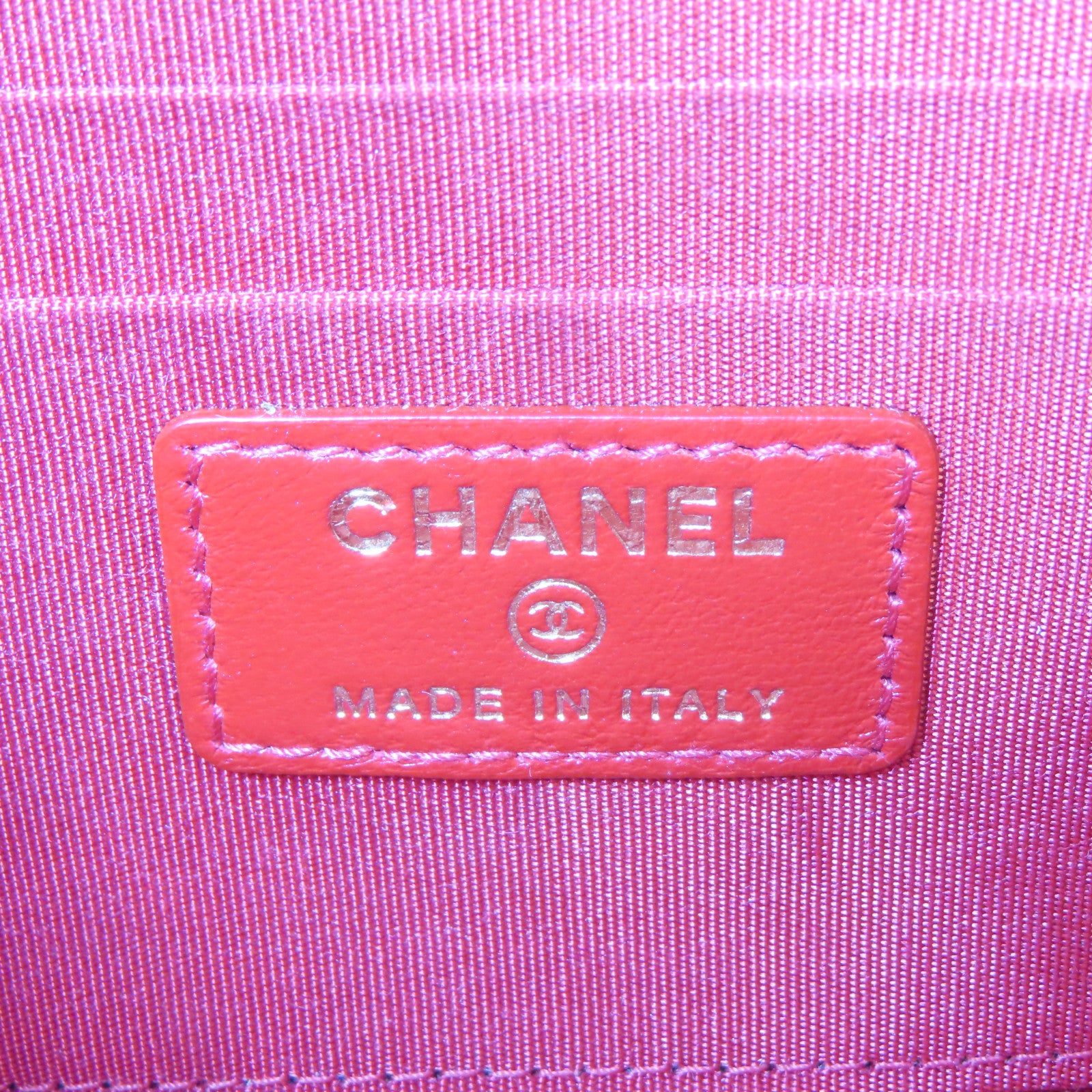 CHANEL 菱格羊皮皮革Chain Shoulder金扣鏈帶肩背袋紅色