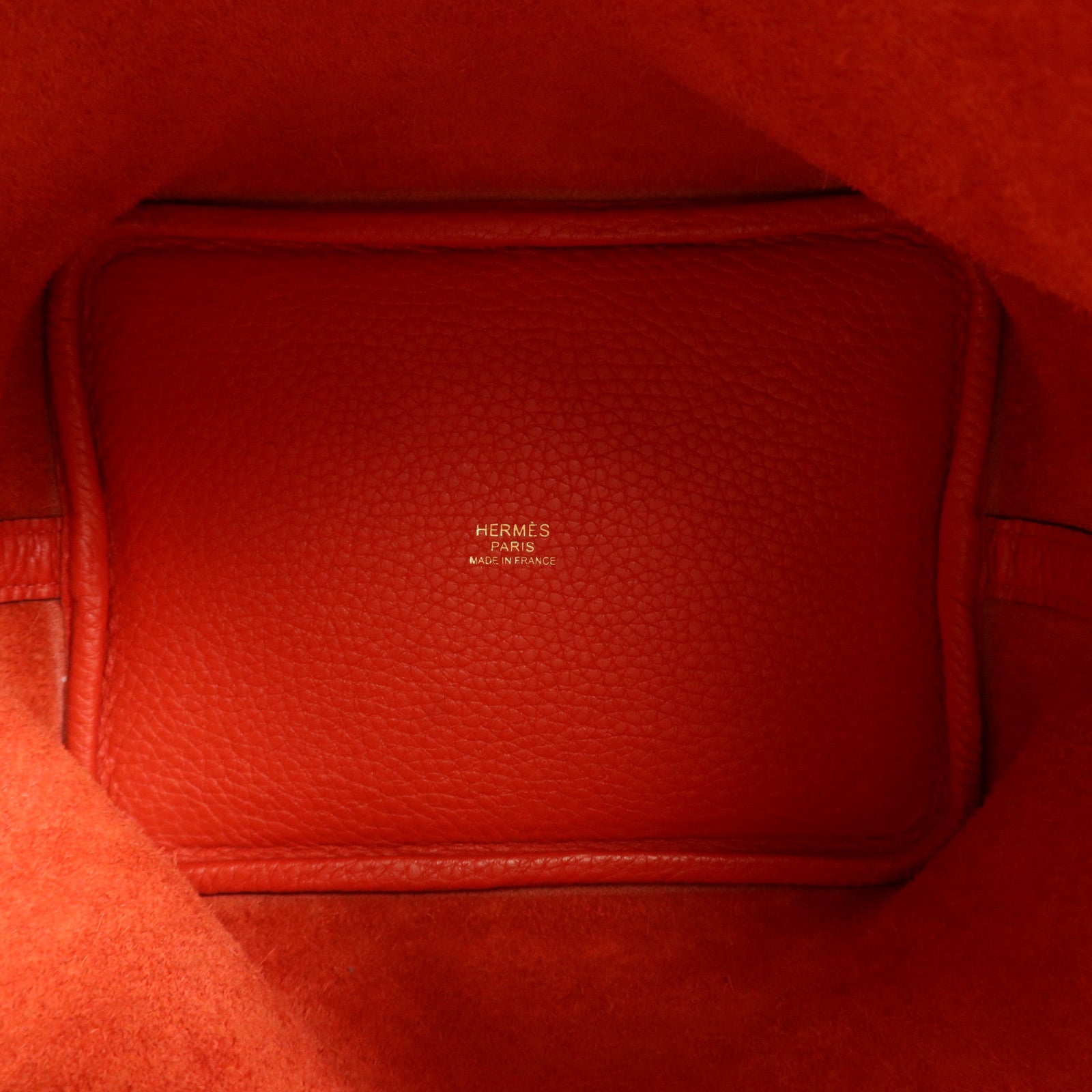 HERMES Clemence皮革Picotin PM金扣手挽袋Rouge Tomate