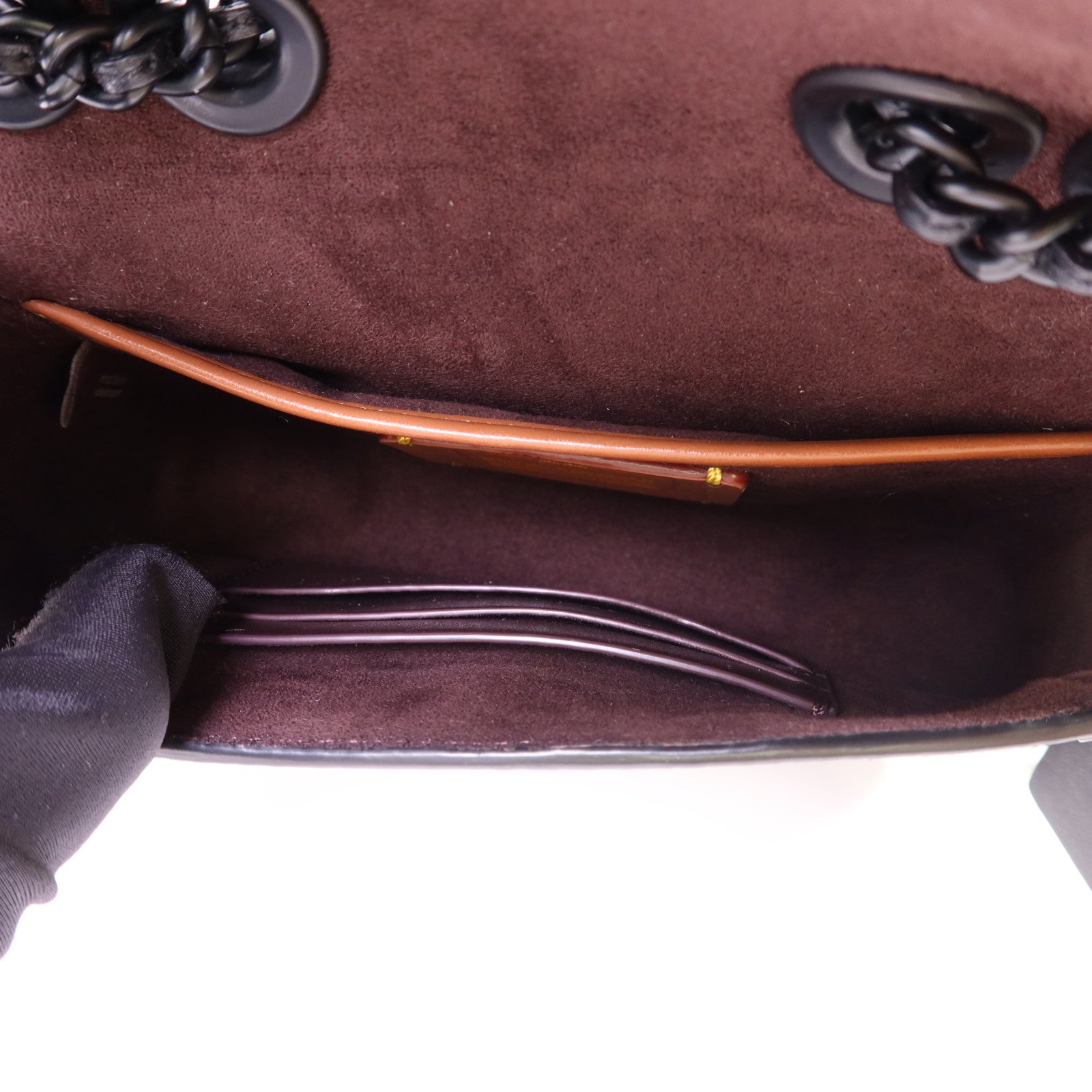 COACH 塗層帆布/牛皮皮革Mini Flap Crossbody Bag鏈帶肩背袋