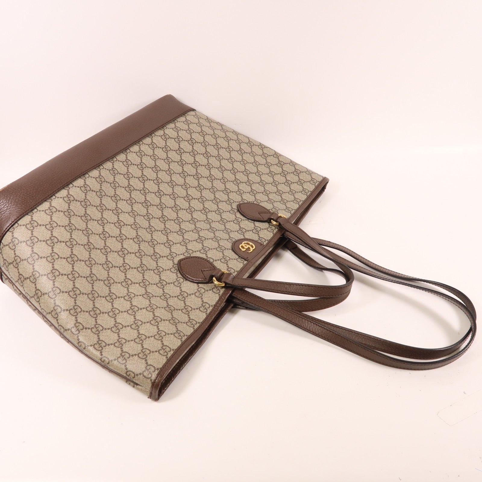 GUCCI 塗層帆布Tote Bag金扣手挽肩背兩用袋