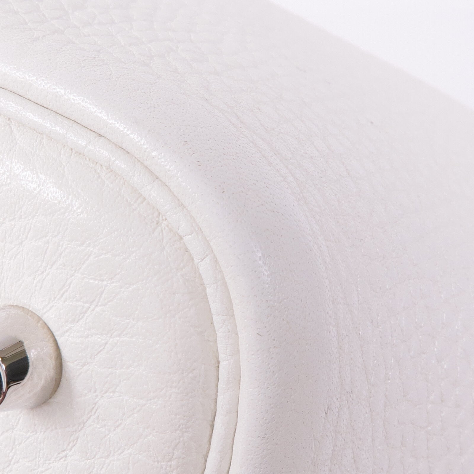 HERMES Clemence皮革Picotin MM銀扣手挽袋Blanc