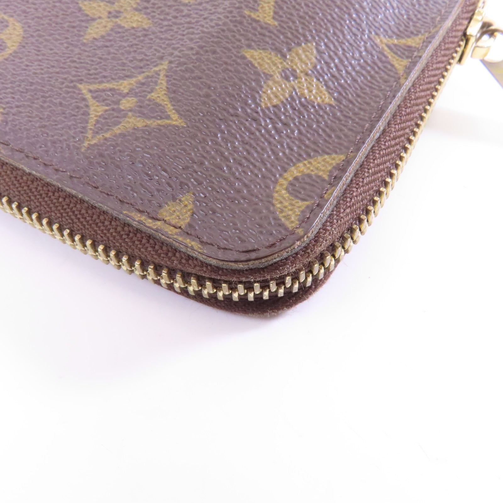 LOUIS VUITTON Monogram Zipper Wallet金扣錢包棕色