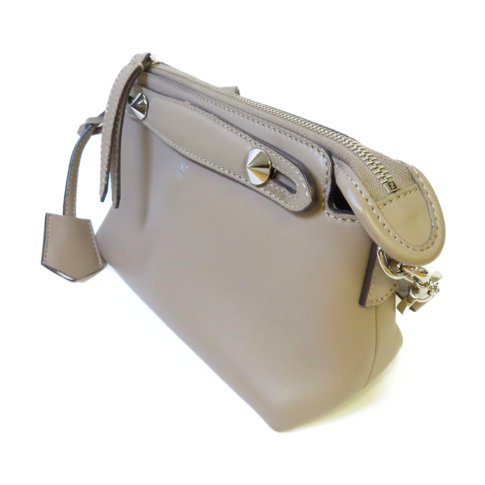 FENDI 牛皮皮革By The Way Mini 2Way Shoulder Bag銀扣手挽肩背兩用袋灰色