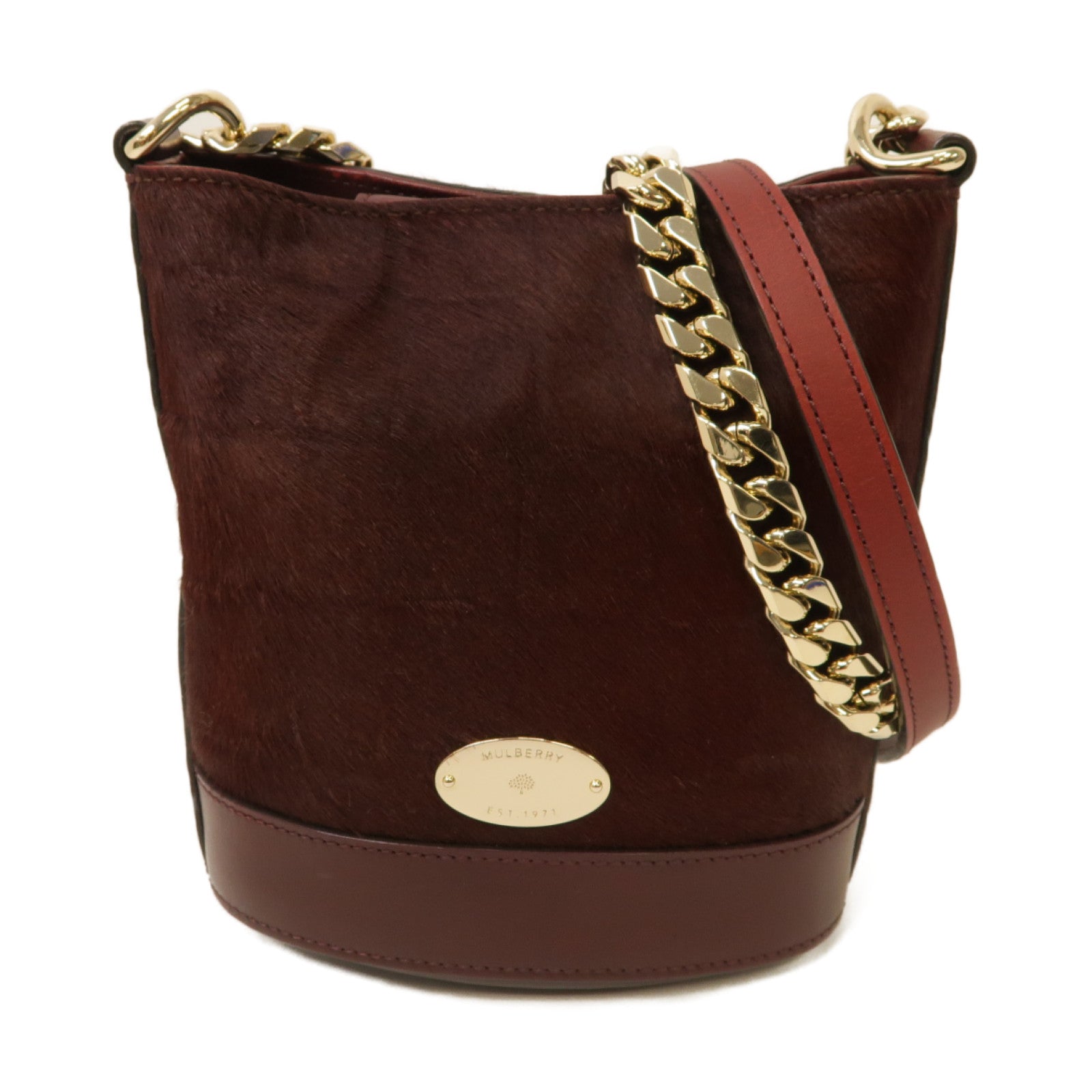 MULBERRY 【激減優惠】牛皮皮革2way Shoulder Bag金扣手挽肩背兩用袋酒紅色
