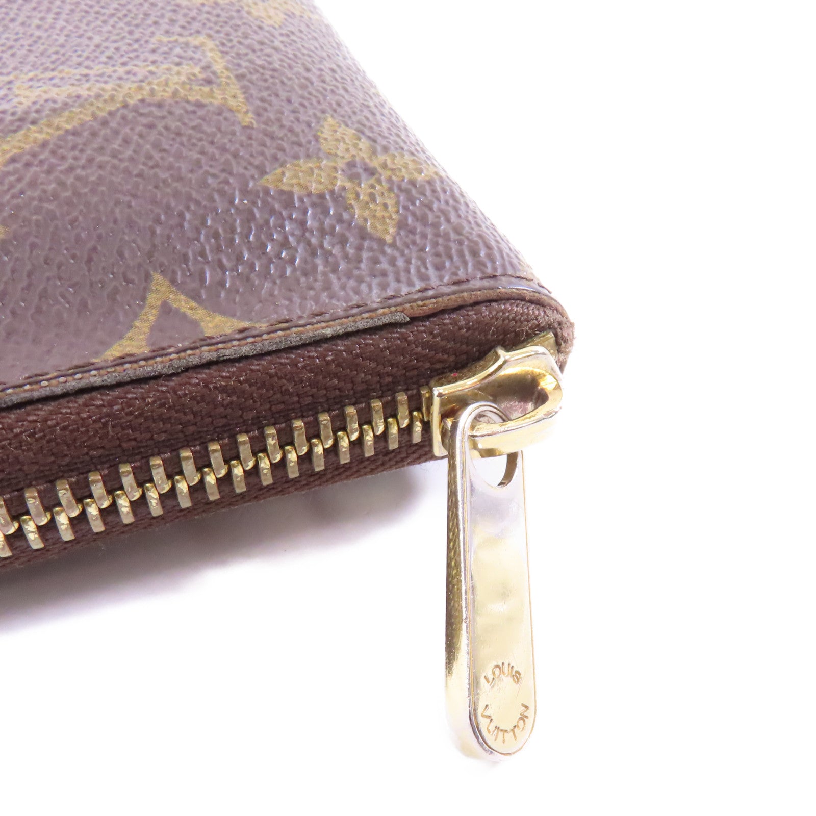 LOUIS VUITTON Monogram Zipper Wallet金扣錢包棕色