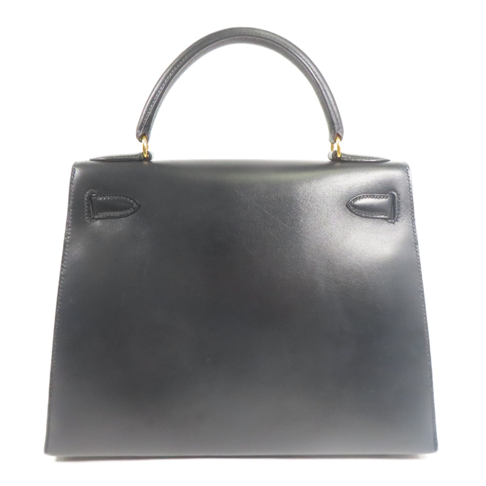 HERMES Box Calf皮革Vintage Kelly 28金扣手挽袋Black