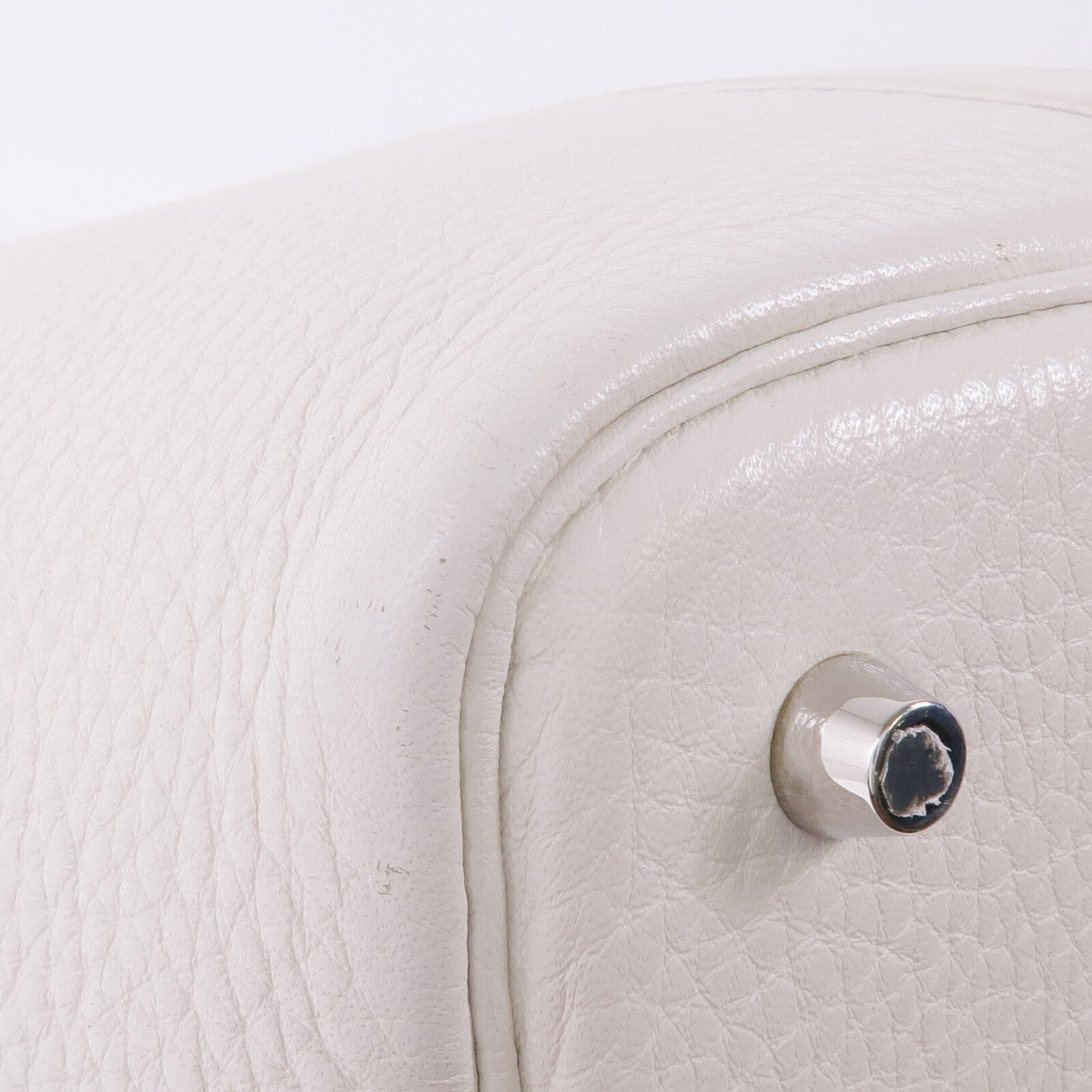 HERMES Clemence皮革Picotin MM銀扣手挽袋Blanc