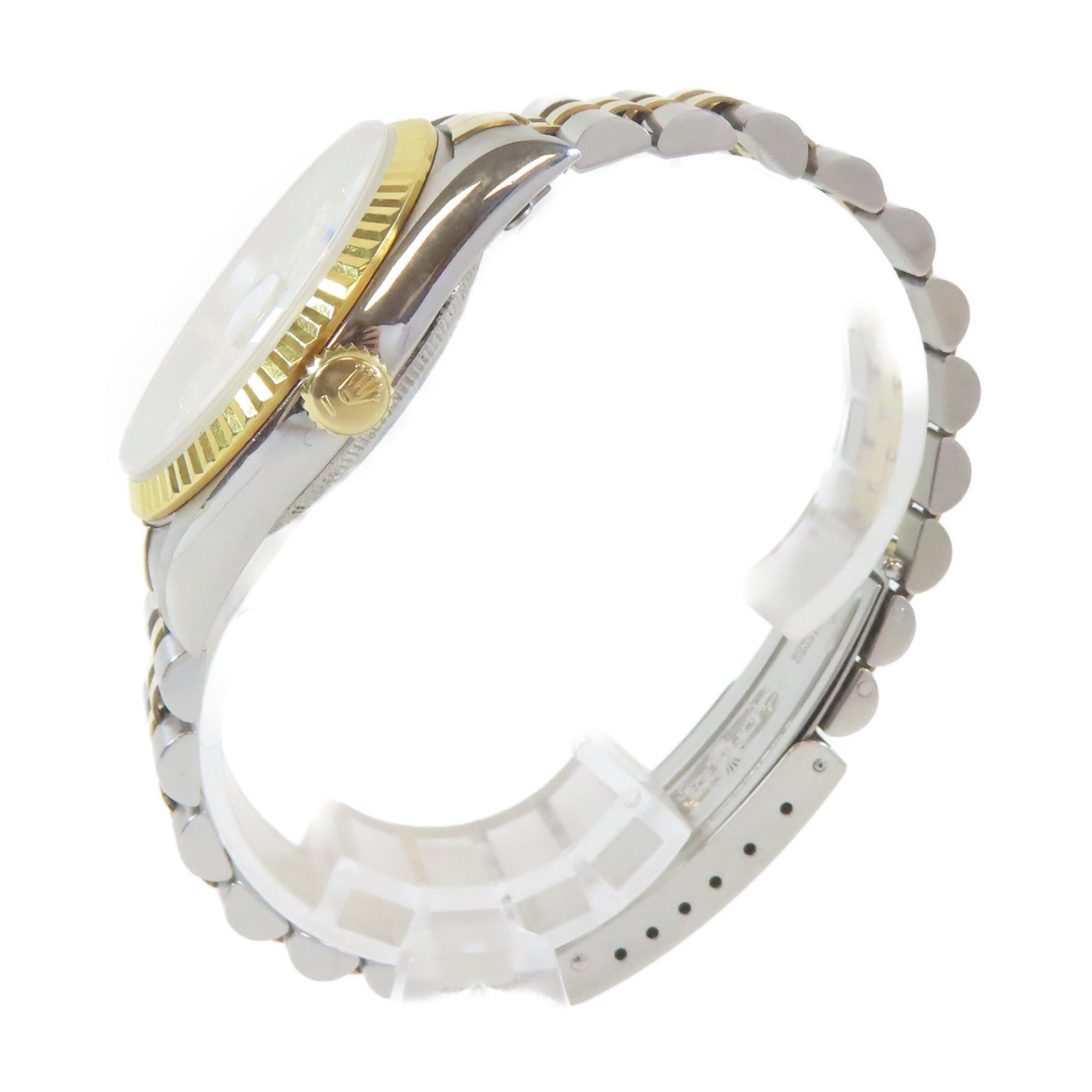 ROLEX Datejust 18K黃金/不鏽鋼手錶自動機芯銀色#16.75cm