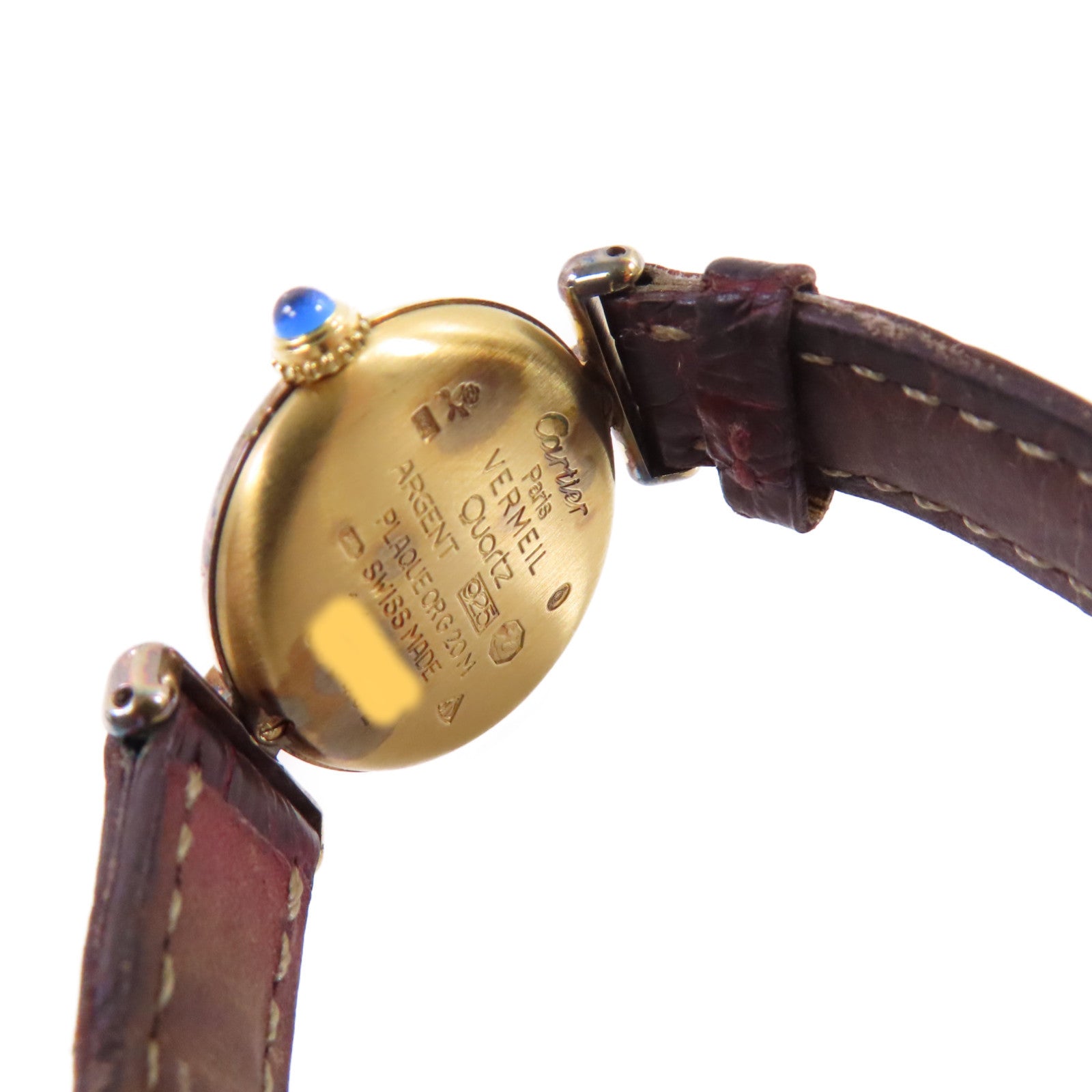 CARTIER Must Watch鍍金/皮帶石英機芯手錶白色