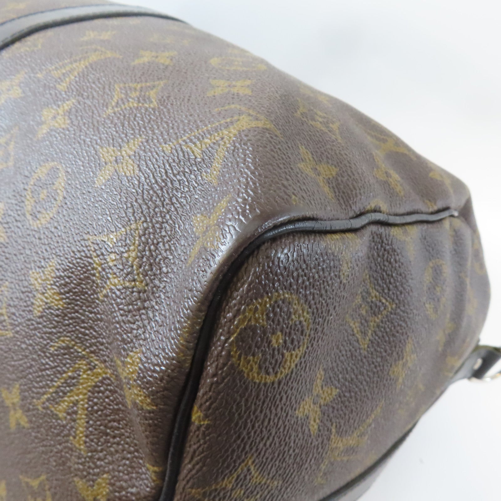 LOUIS VUITTON Monogram Macassar Keepall Bandoulière 45銀扣手挽肩背兩用袋啡色