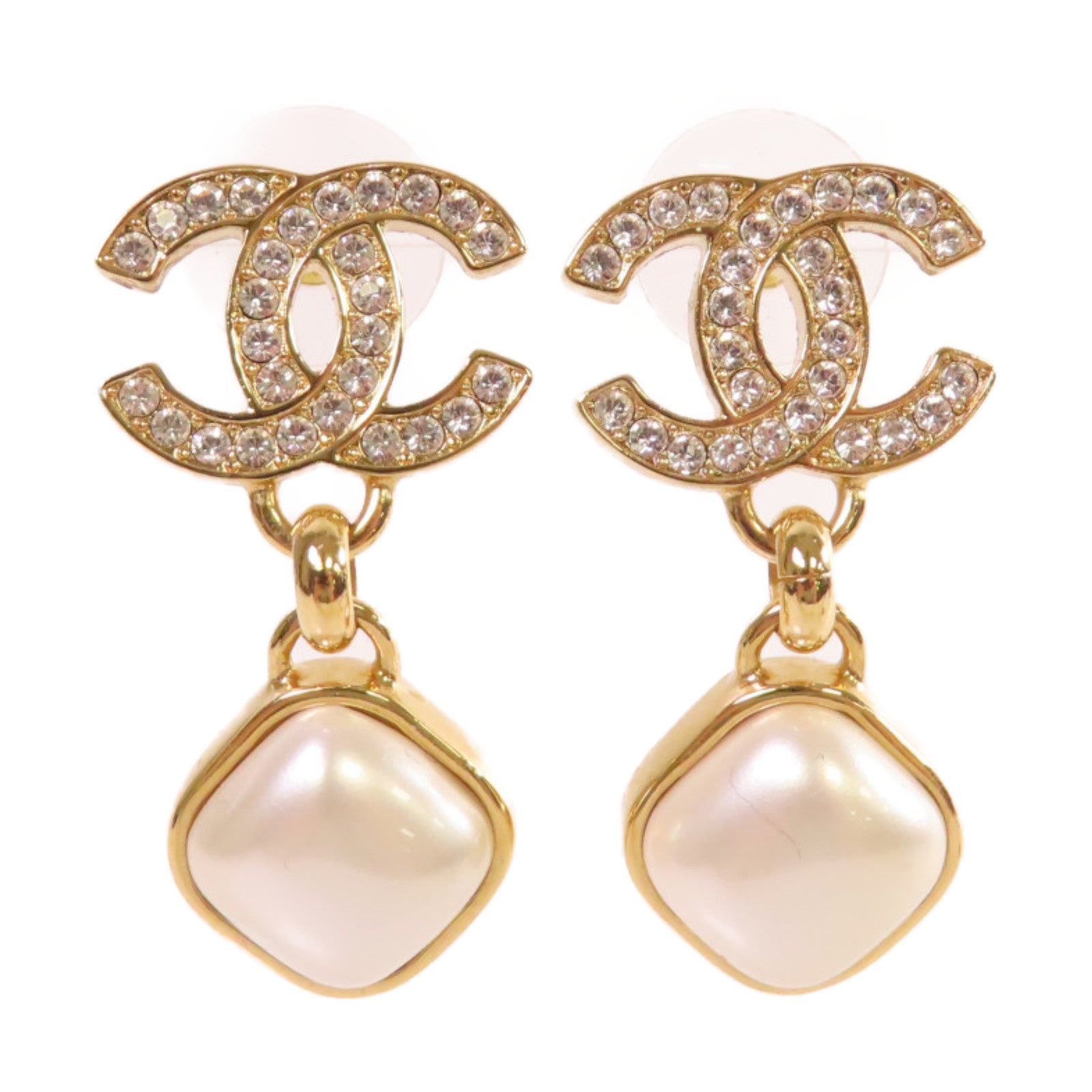 CHANEL 金屬/仿珍珠Chanel Dangling Earrings耳環珍珠色/金色