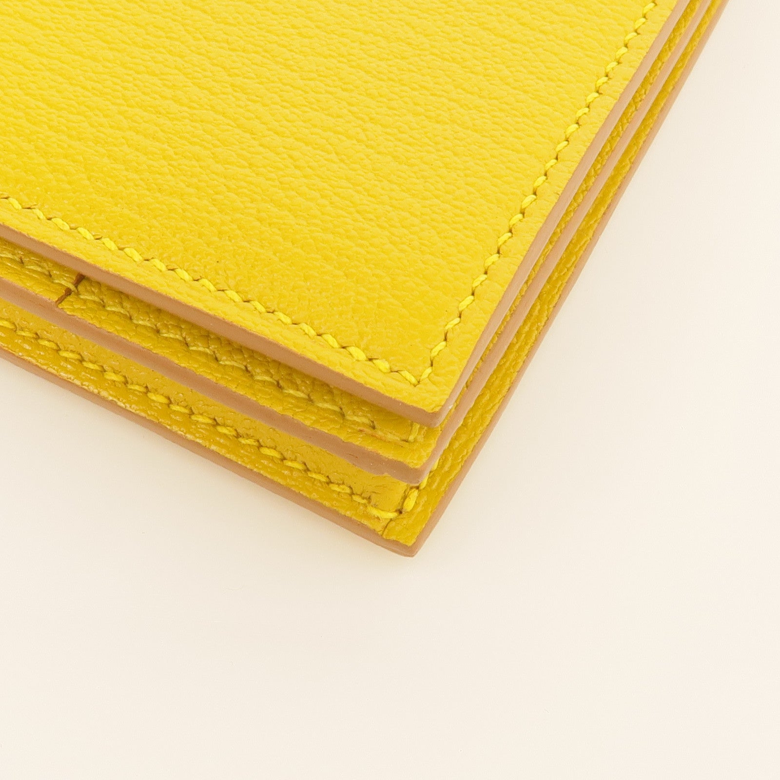 HERMES Chevre皮革Bearn Long Wallet金扣長錢包Jaune Ambre