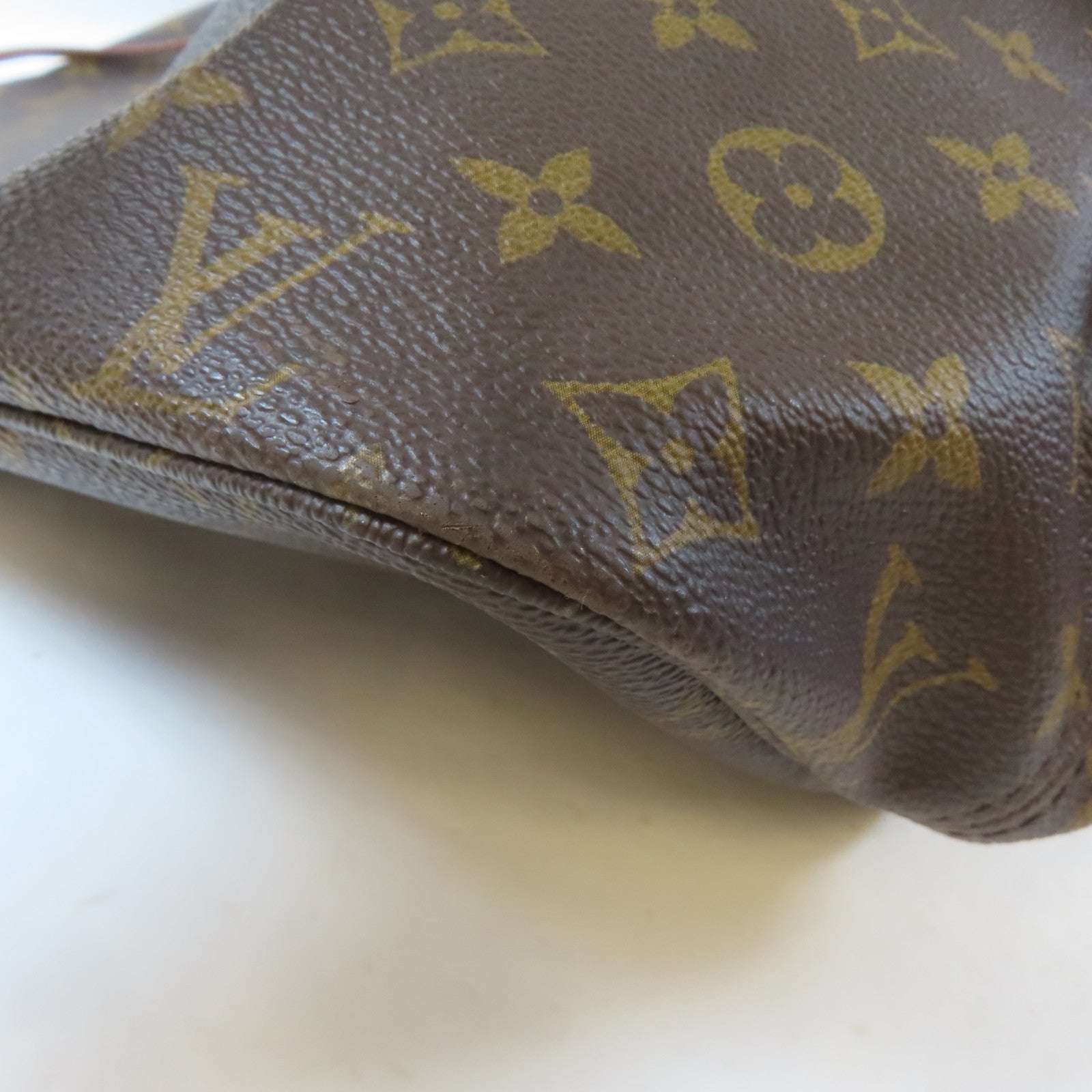 LOUIS VUITTON Monogram Neverfull MM金扣手挽袋啡色
