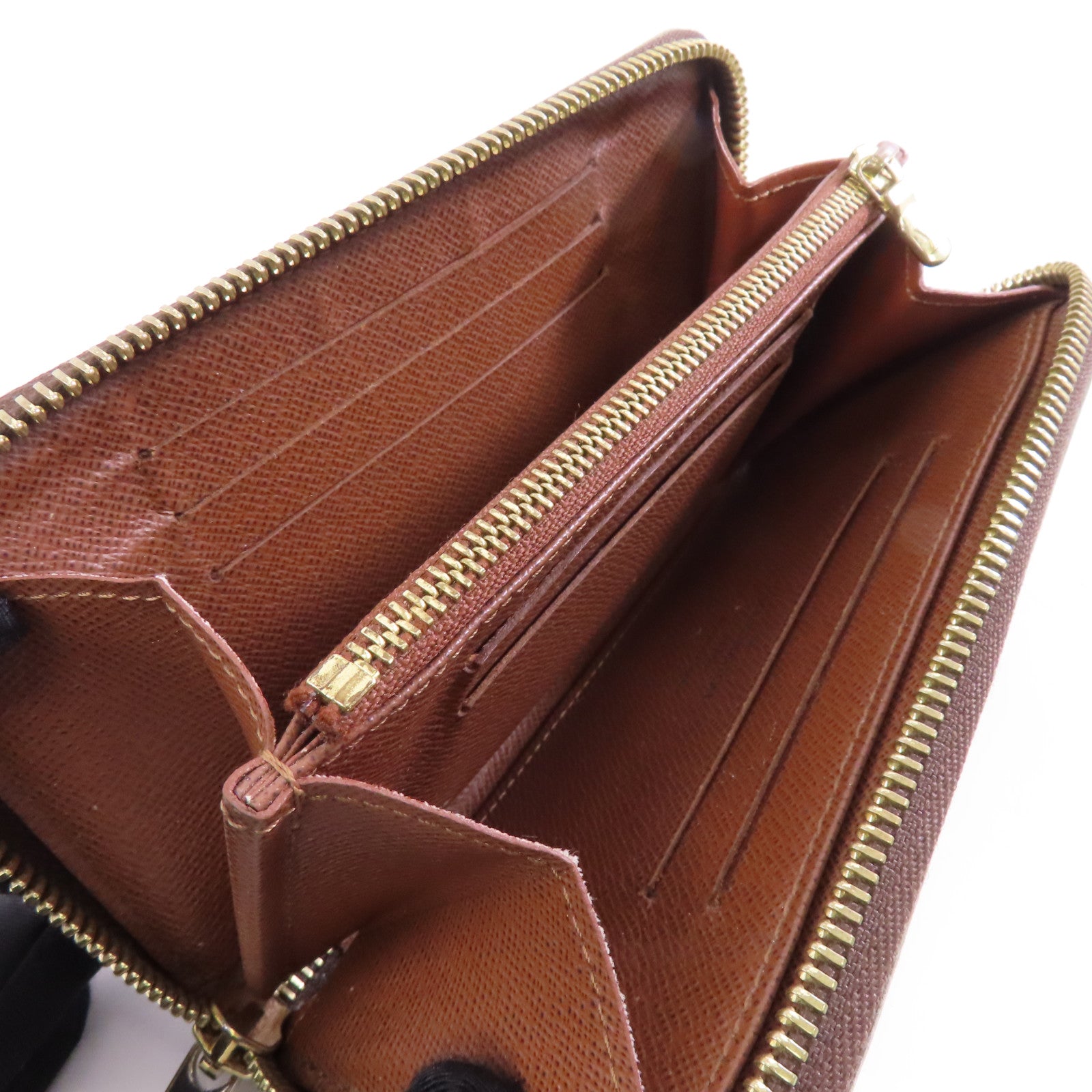 LOUIS VUITTON Monogram Zipper Wallet金扣錢包棕色
