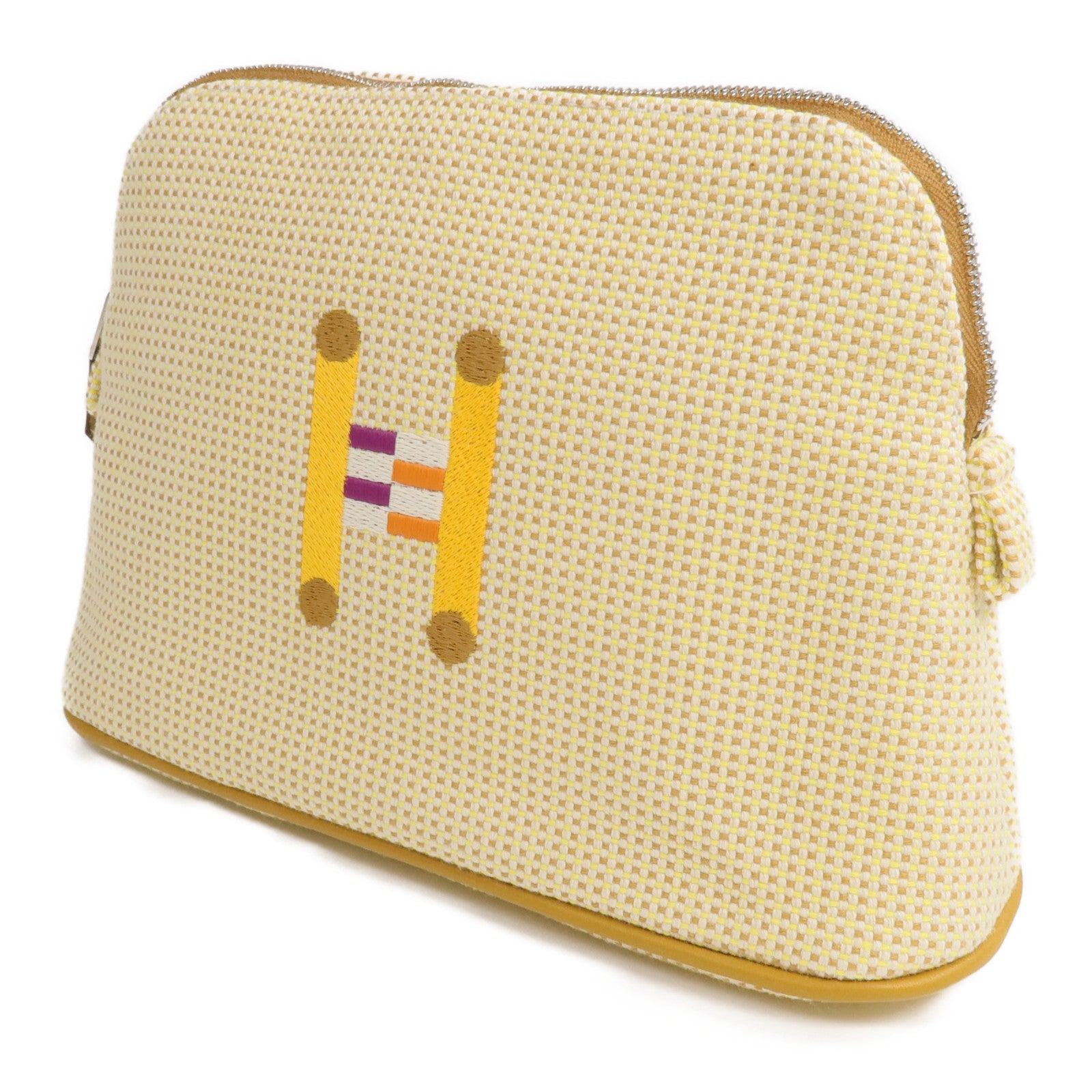 HERMES 帆布Bolide Crazy H銀扣手拿包