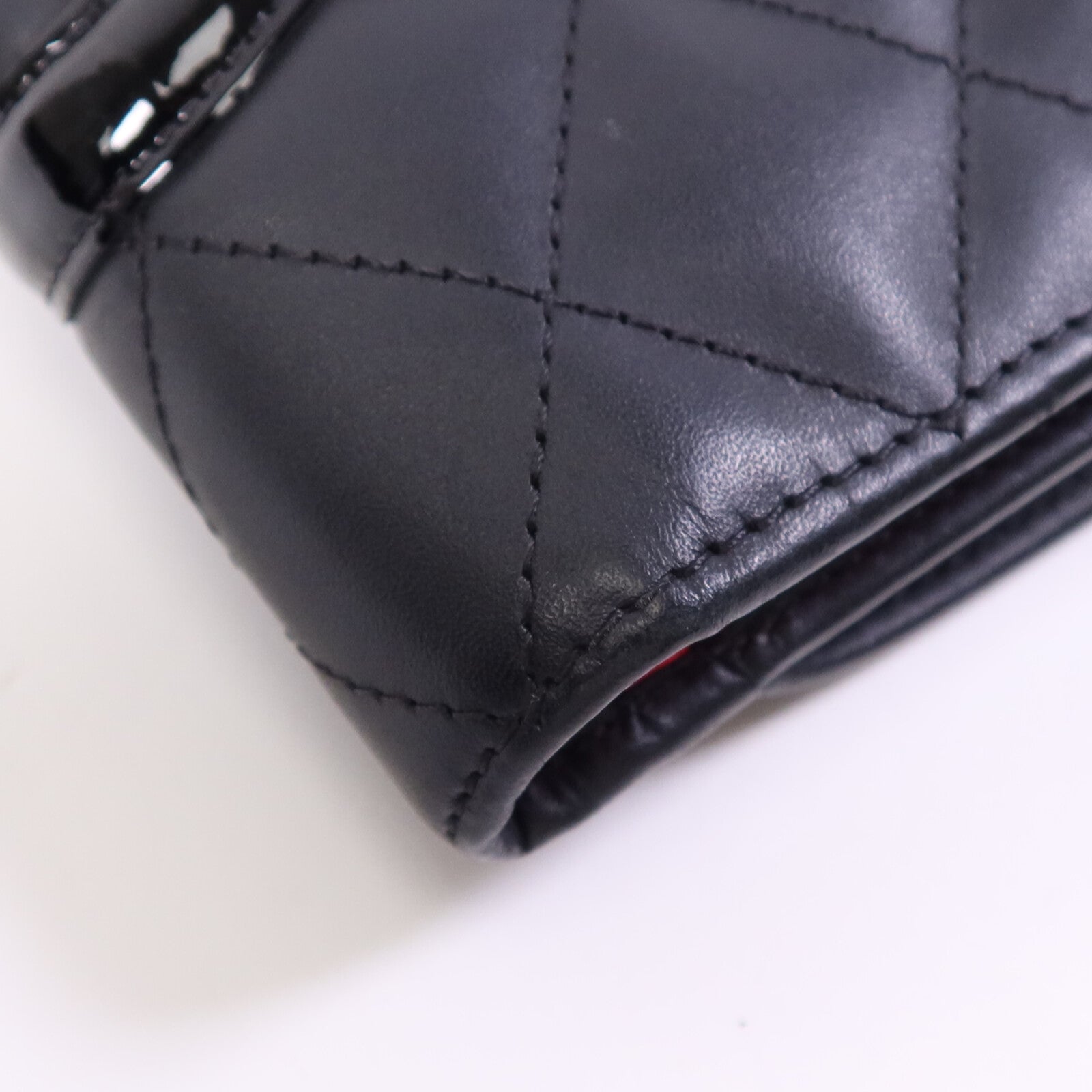 CHANEL 牛皮皮革Cambon Wallet銀扣錢包