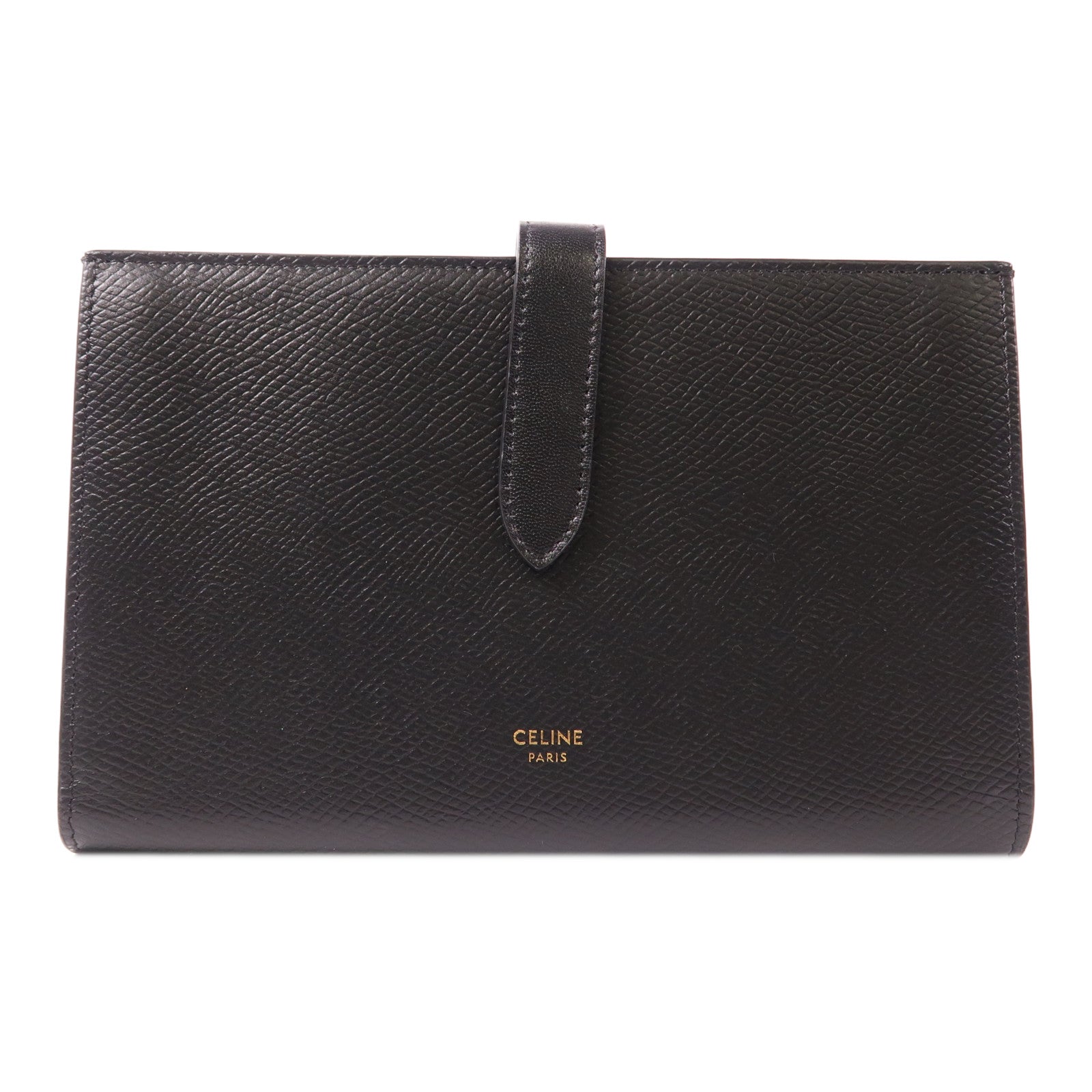 CELINE 牛皮皮革Strap Large Wallet金扣長錢包