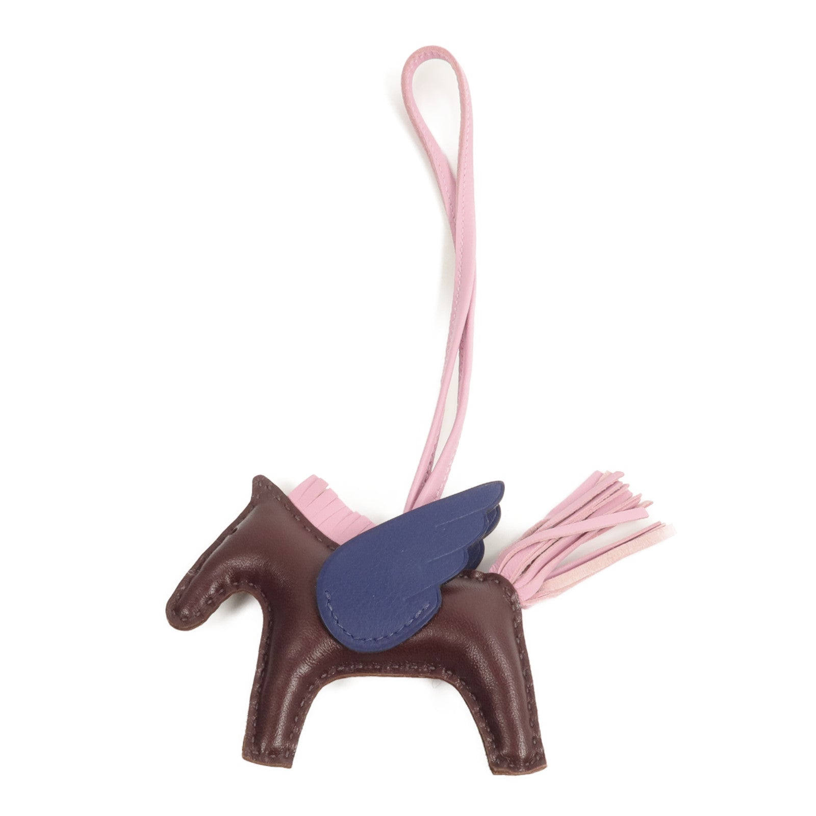 HERMES Milo/Swift皮革Rodeo Pegase PM掛飾Rouge Sellier/Mauve Sylvestre