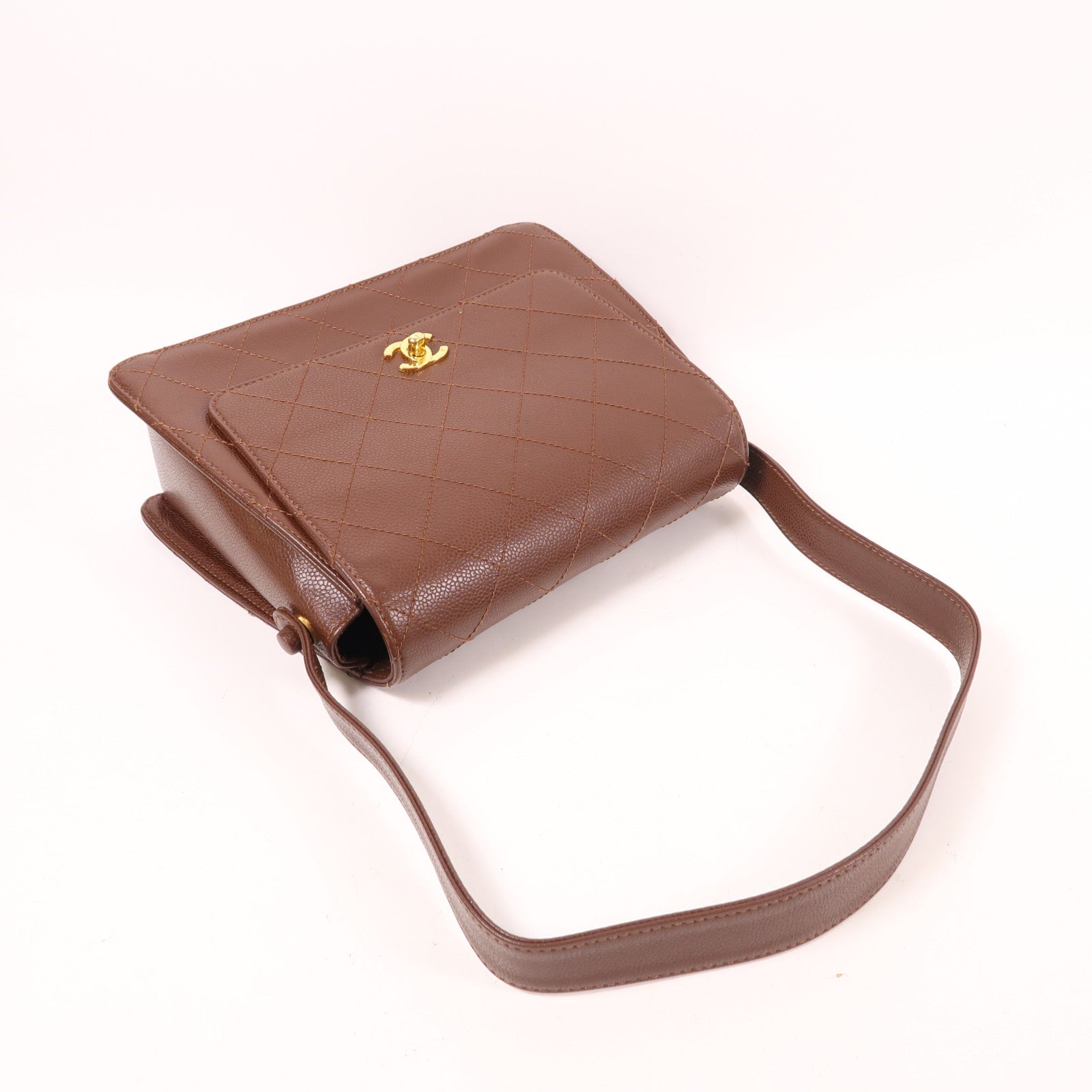 CHANEL 牛皮皮革Vintage Shoulder Bag金扣肩背袋