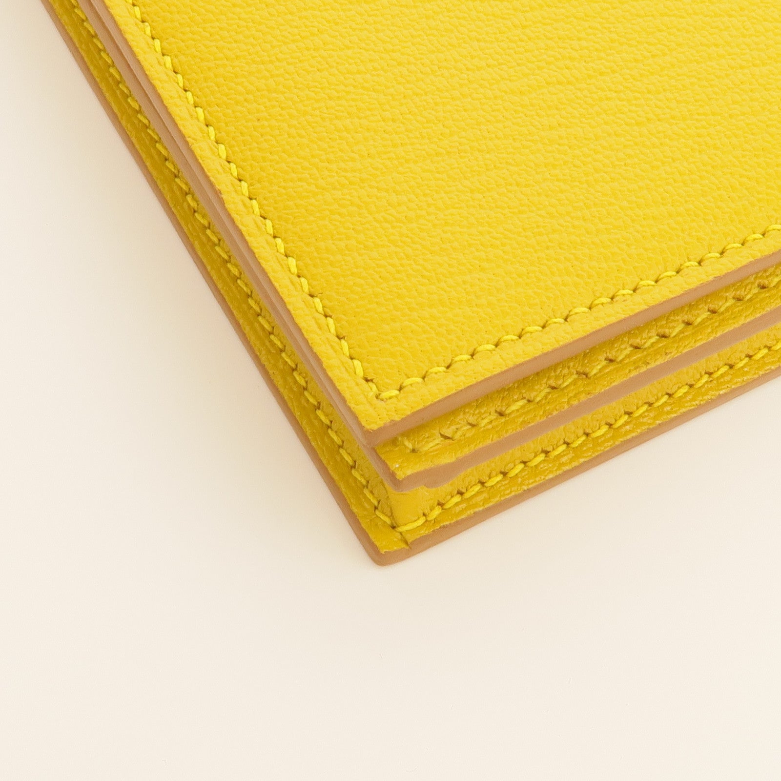 HERMES Chevre皮革Bearn Long Wallet金扣長錢包Jaune Ambre