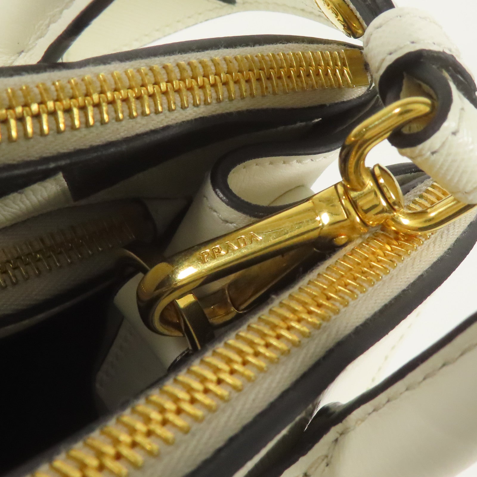 PRADA GHW 2way Shoulder Bag Calfskin Leather White