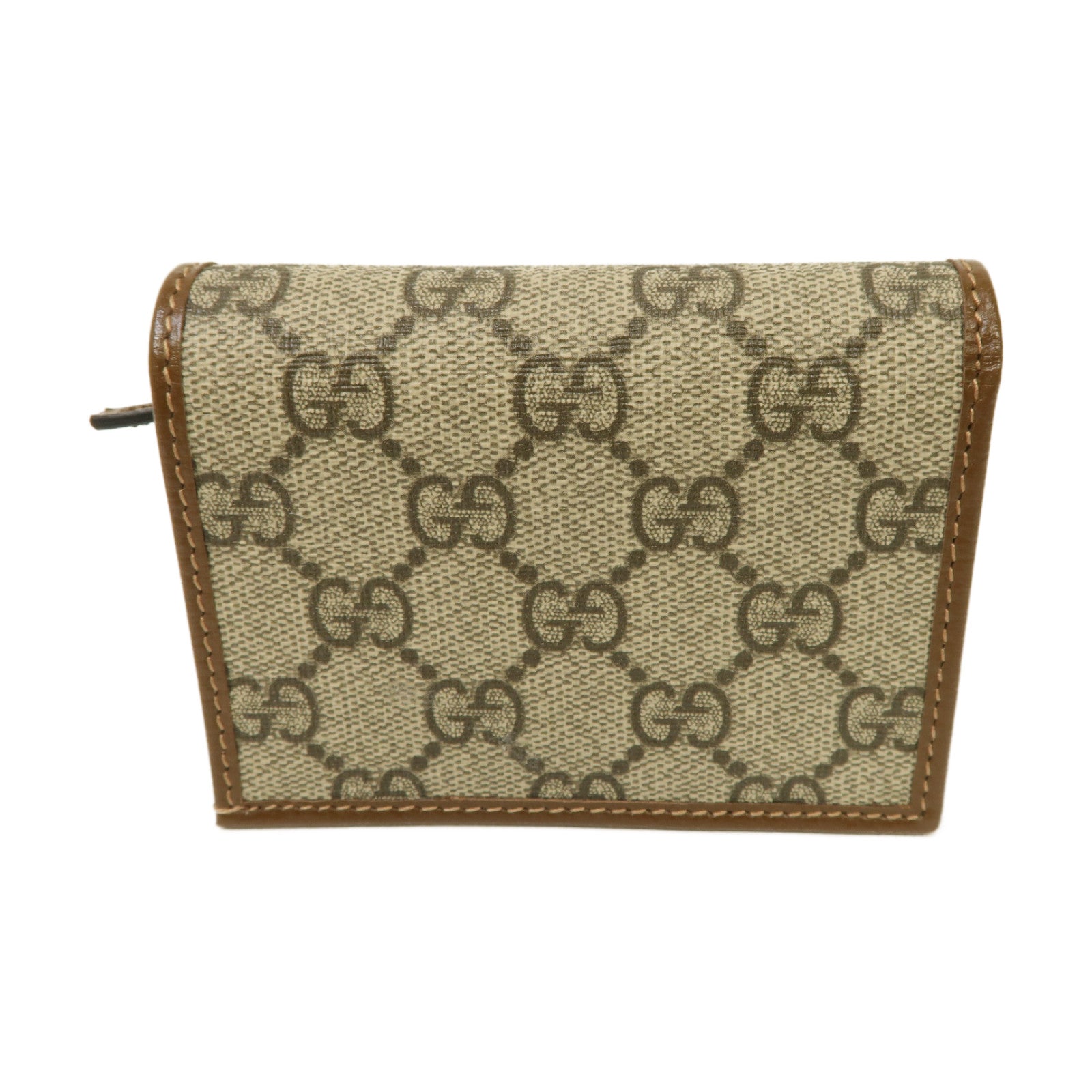 GUCCI 塗層帆布Horsebit 1955 Wallet/Card Holder金扣錢包/卡片套棕色