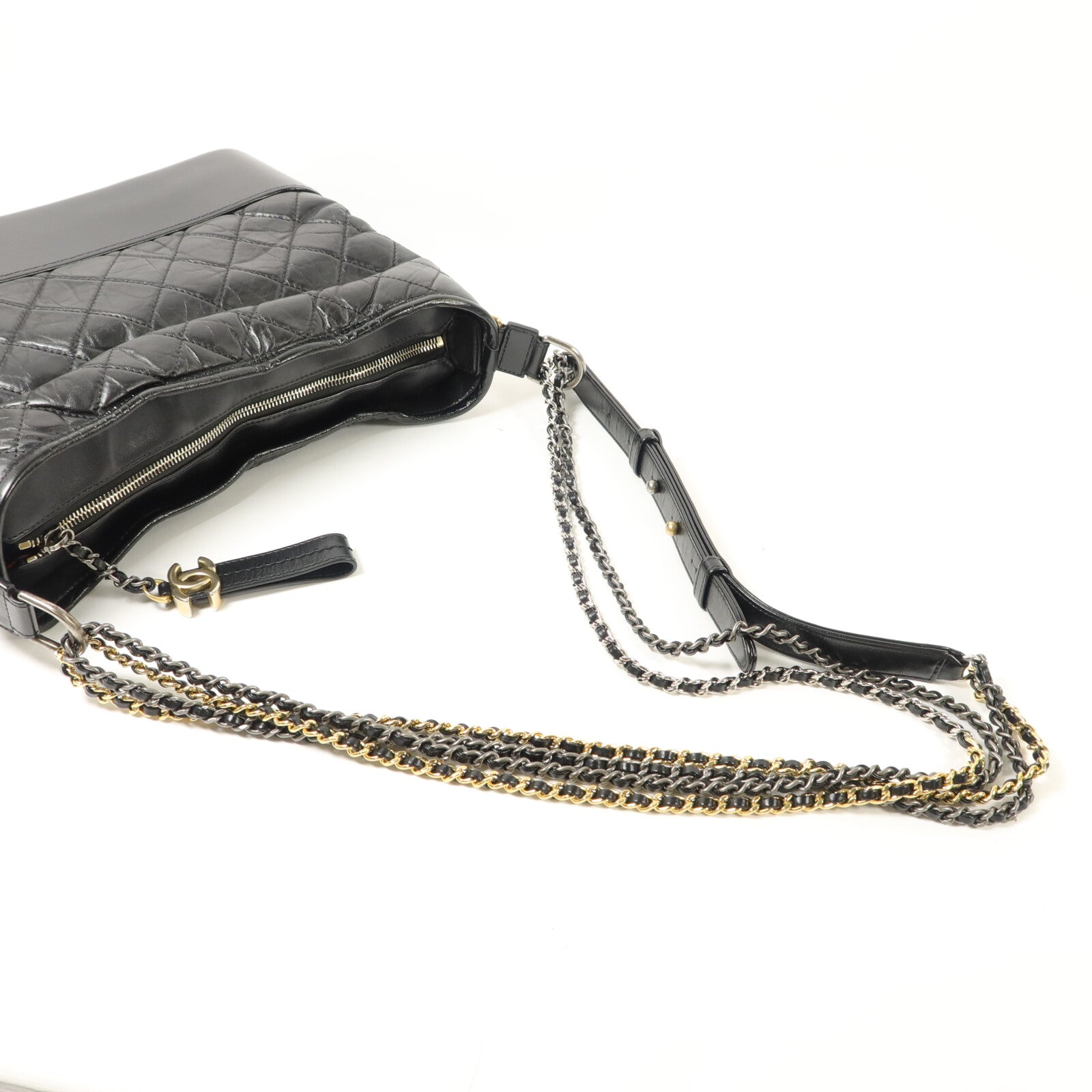 CHANEL 牛皮皮革Gabrielle Medium鏈帶手挽肩背兩用袋