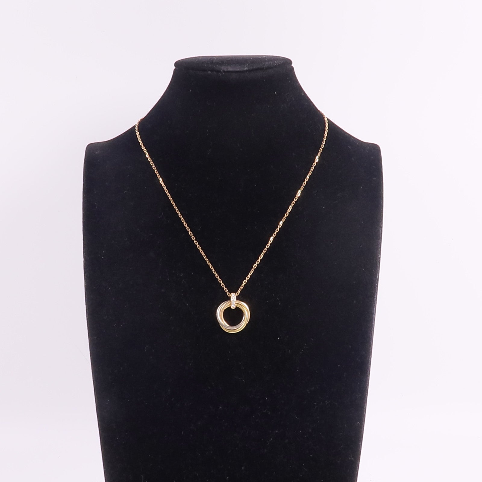 CARTIER 18K黃金/白金/玫瑰金Trinity Diamond Necklace鑽石項鍊