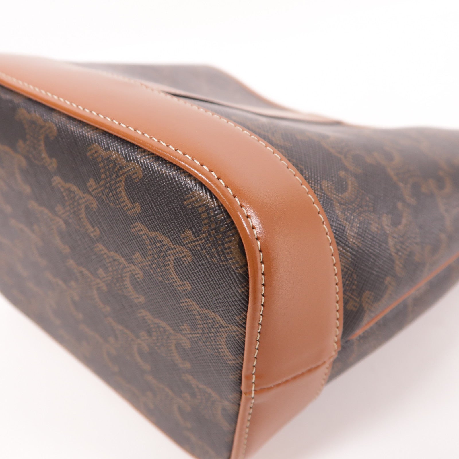 CELINE 塗層帆布Triomphe Bucket金扣肩背袋