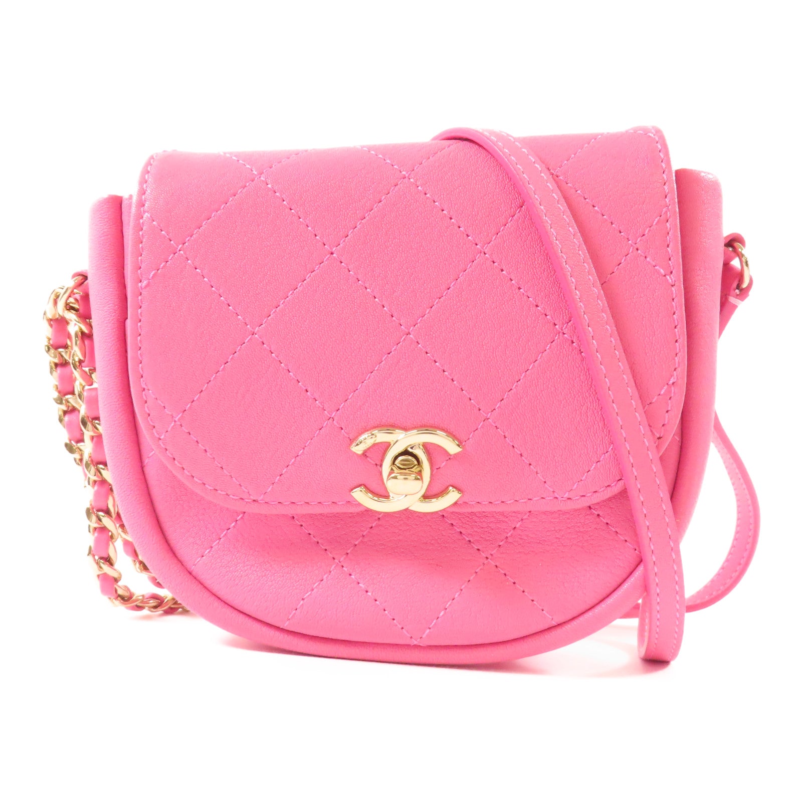 CHANEL 牛皮皮革Shoulder Bag金扣肩背袋