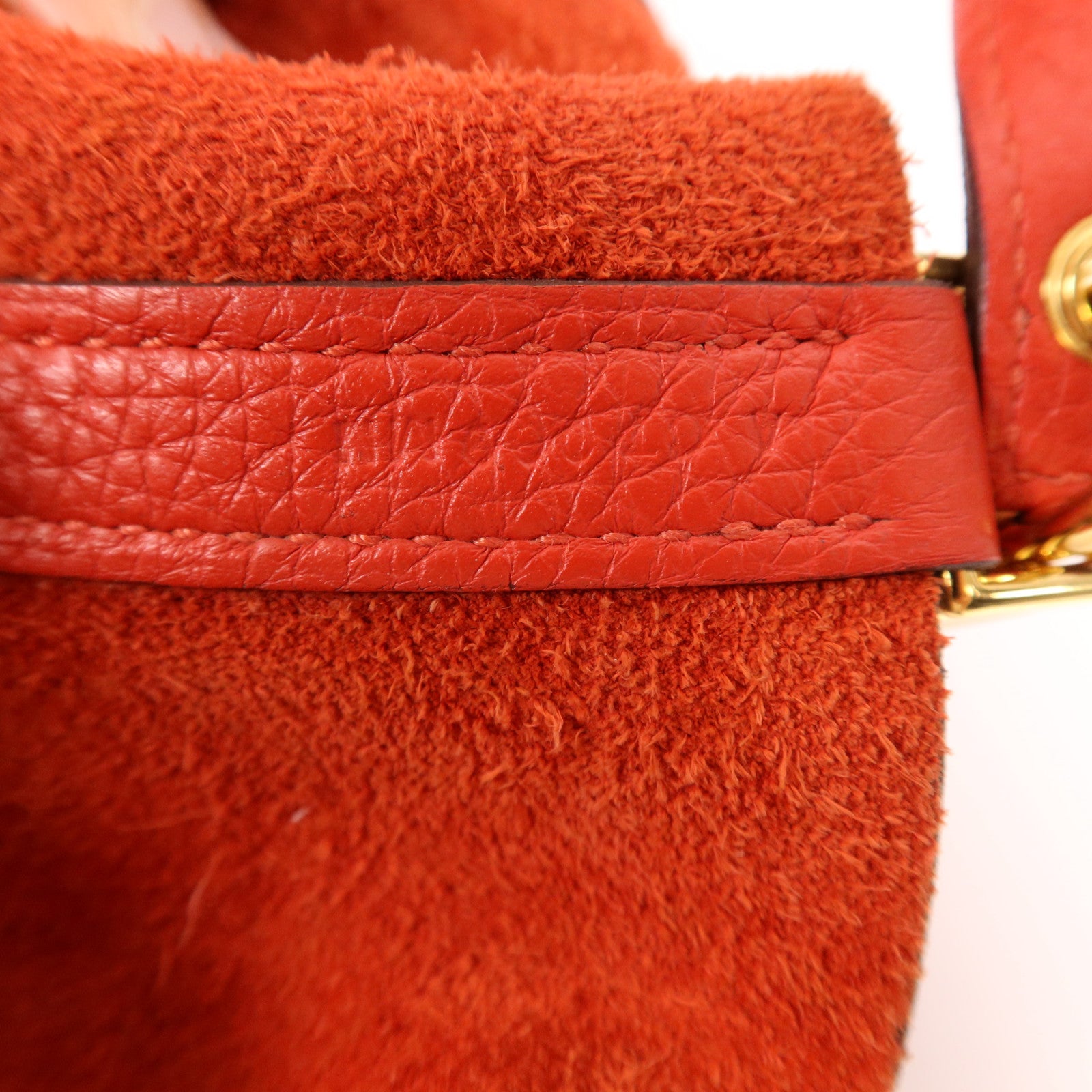 HERMES Clemence皮革Picotin PM金扣手挽袋Rouge Tomate