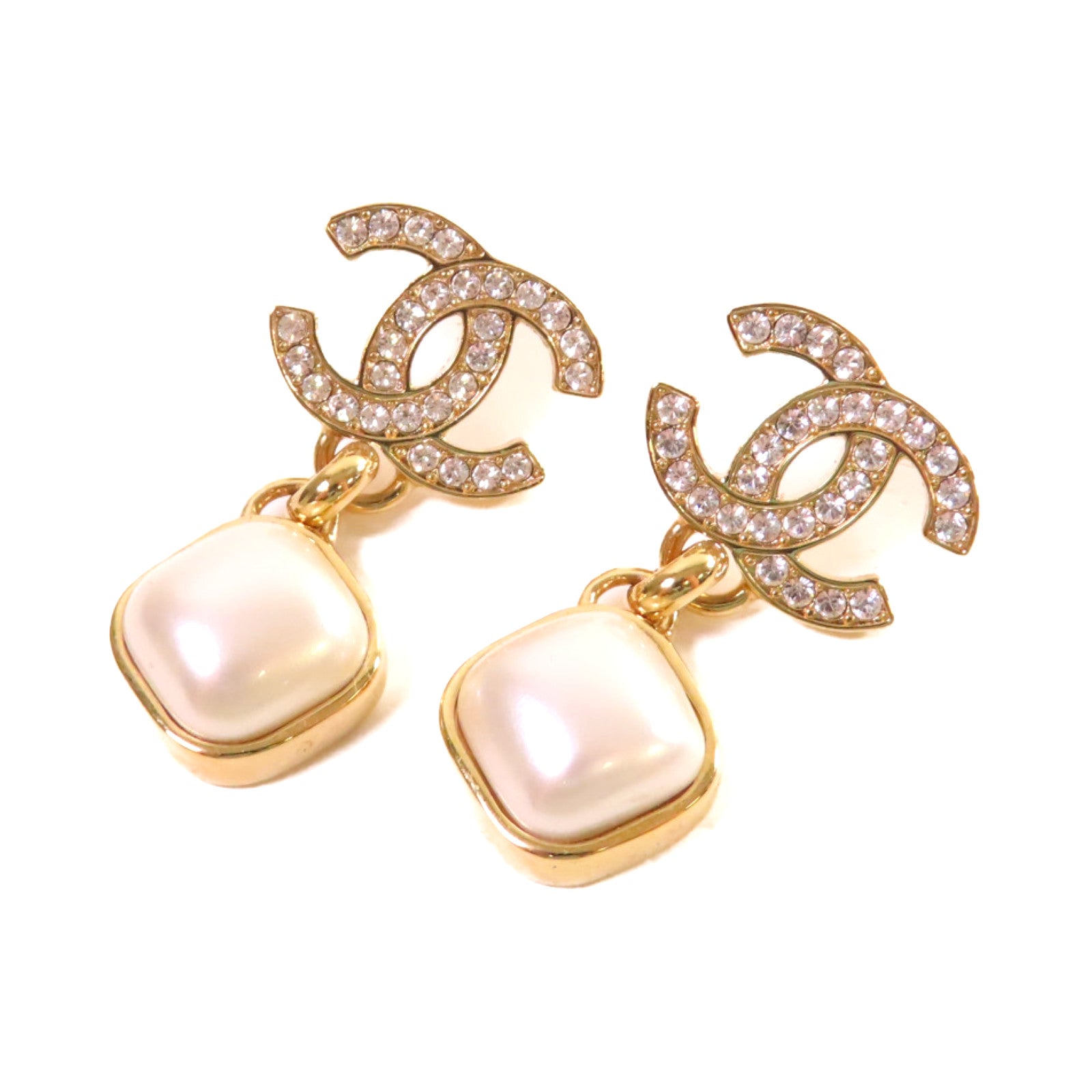CHANEL 金屬/仿珍珠Chanel Dangling Earrings耳環珍珠色/金色